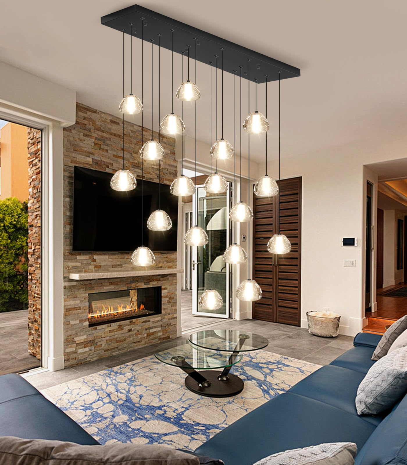 Dolria Crystal Rectangular Chandeliers For Living Room Dining Room Lig ...