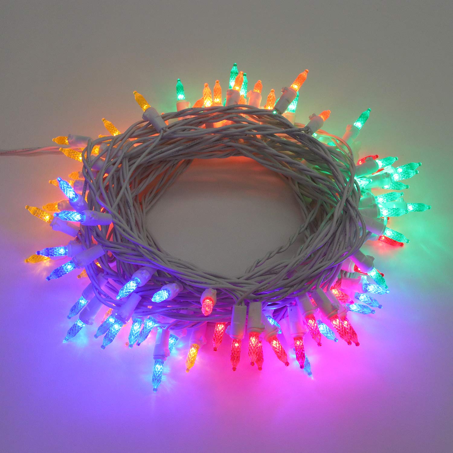 Philips 100 Led Multicolor Faceted Mini Christmas Lights On White Wire - Ul Listed For Indoor/Outdoor Use - 35.33' Total Length With 4&quot; Bulb Spacing - String Lights For Christmas Tree Decorating