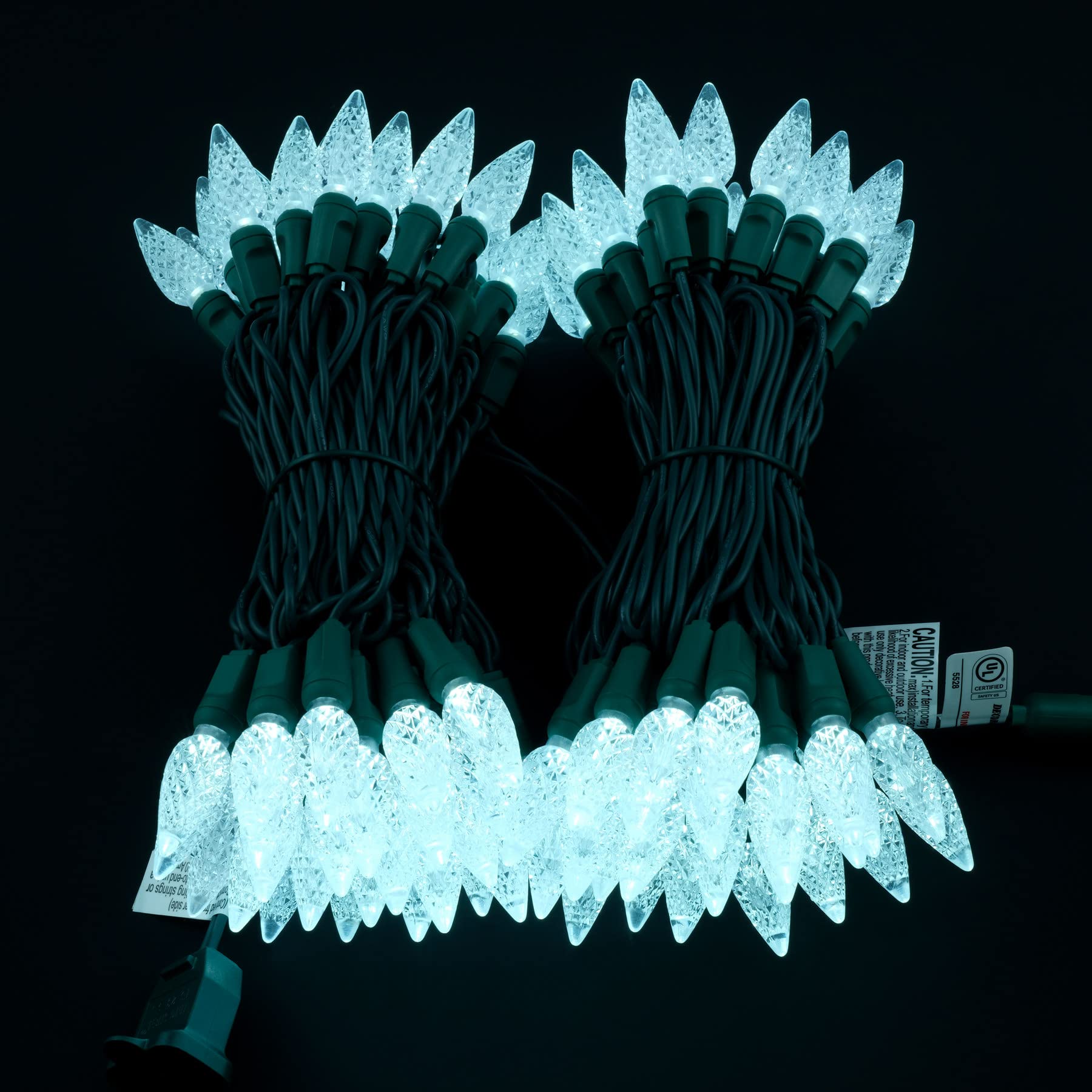 Yuletime Cool White C6 Strawberry Led Christmas Lights, 33 Ft 100 Count 4'' Spacing One-Piece High Waterproof Ul Certified Strin