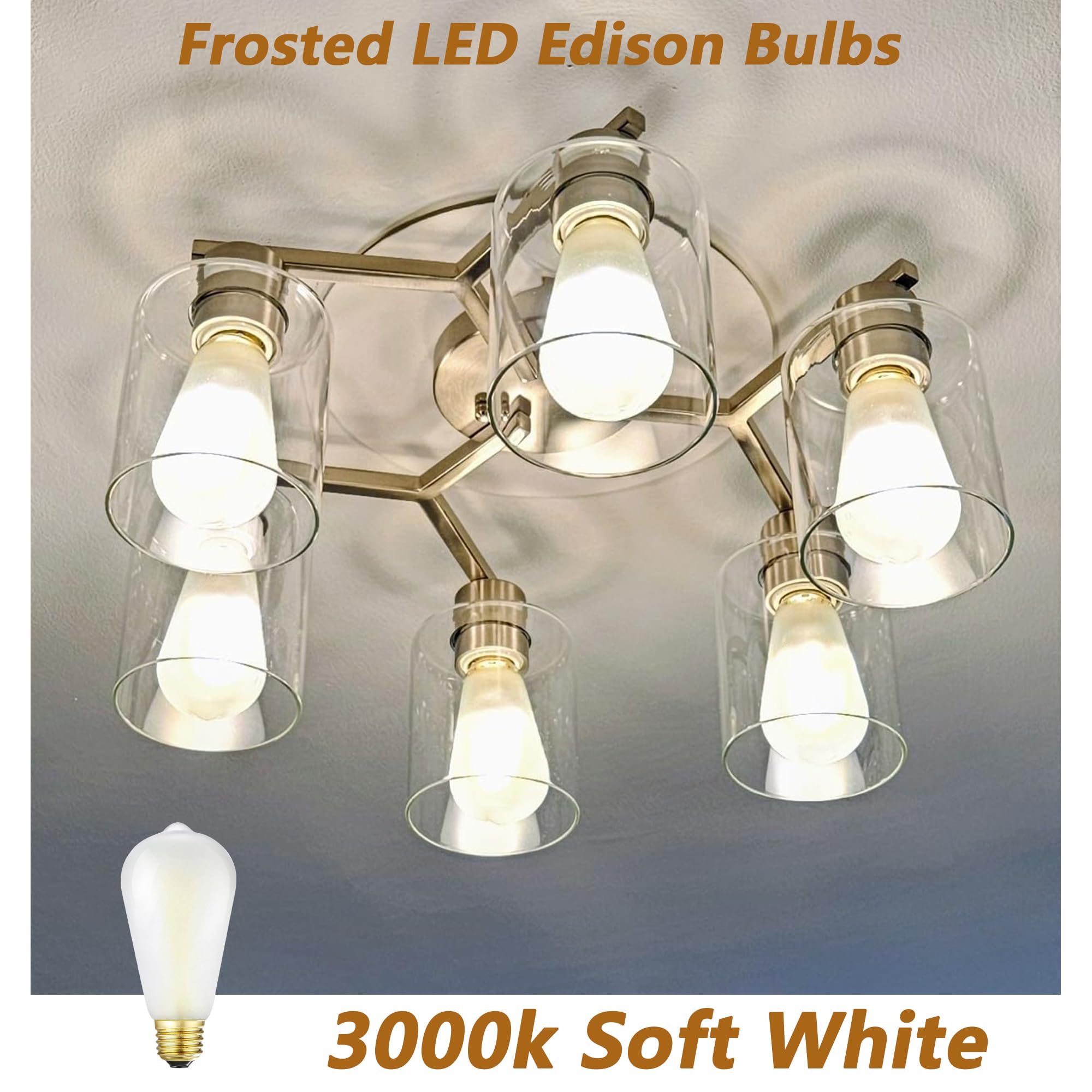 HOMOSUM E26 Frosted Vintage LED Bulbs, 4W (40W Equivalent), Soft White 3000K, Dimmable ST58, Pack of 6, 90