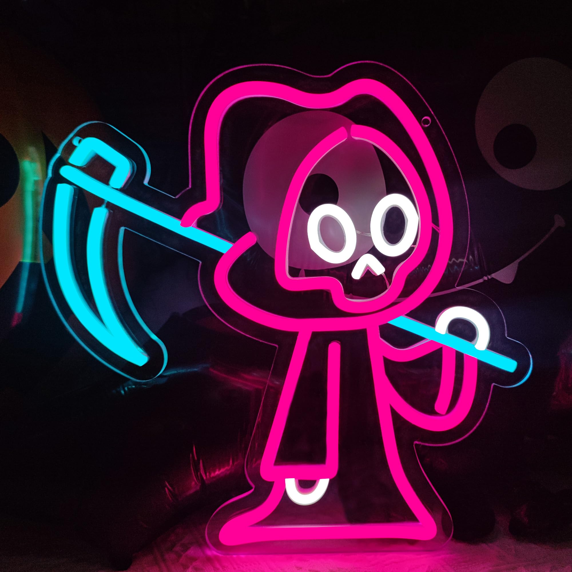 Innovtools Halloween Ghost Neon Sign  Led Grim Reaper Neon Signs For Wall Decor  Dimmable Ghost Shape Neon Light Spooky Halloween Decorations Light Up Sign For Bedroom  Porch Front Door  Kids Gifts (Ghost)