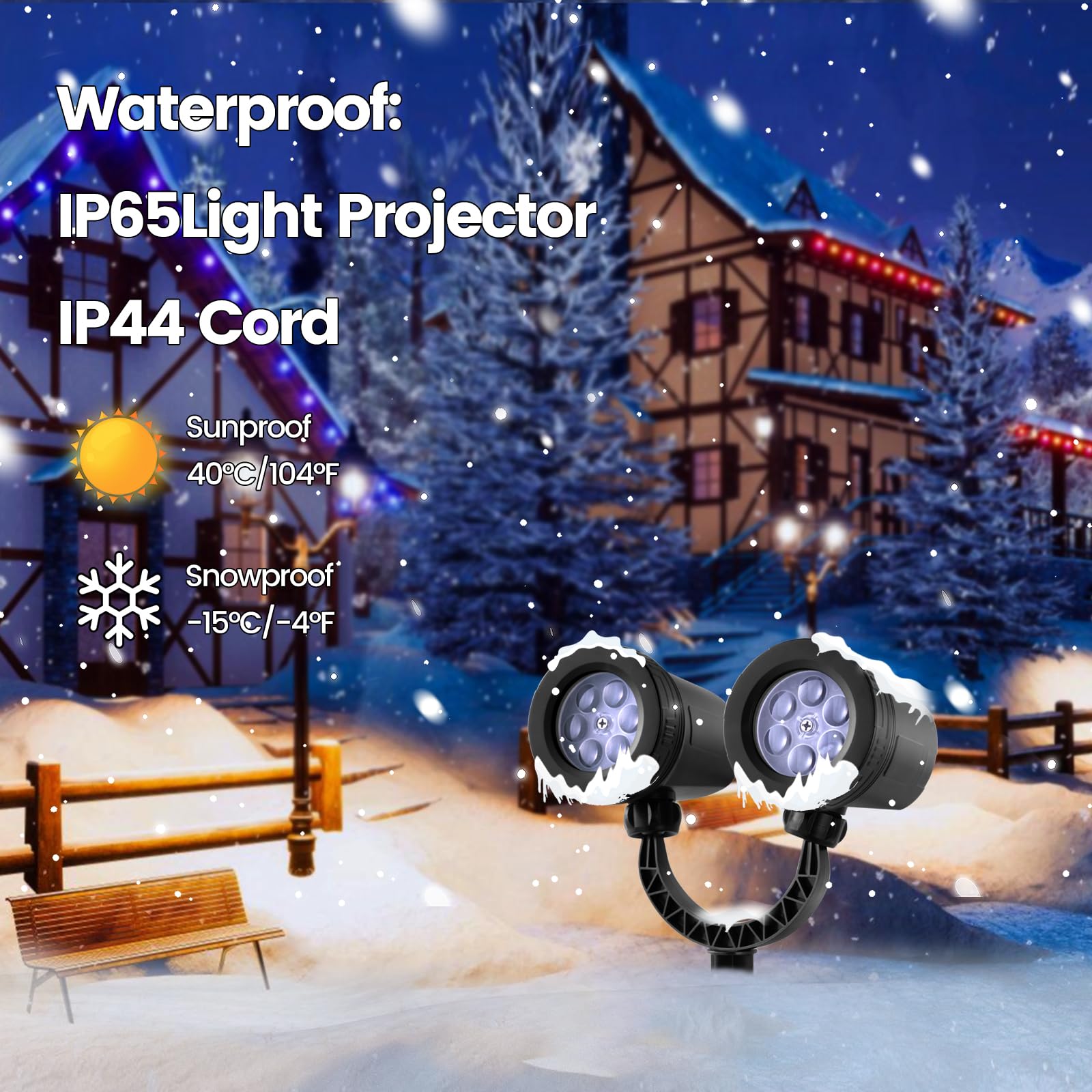 Christmas Snowflake Projector Lights Outdoor, Double Head Brighter Dynamic Led Waterproof Light, Christmas Decorations Projector