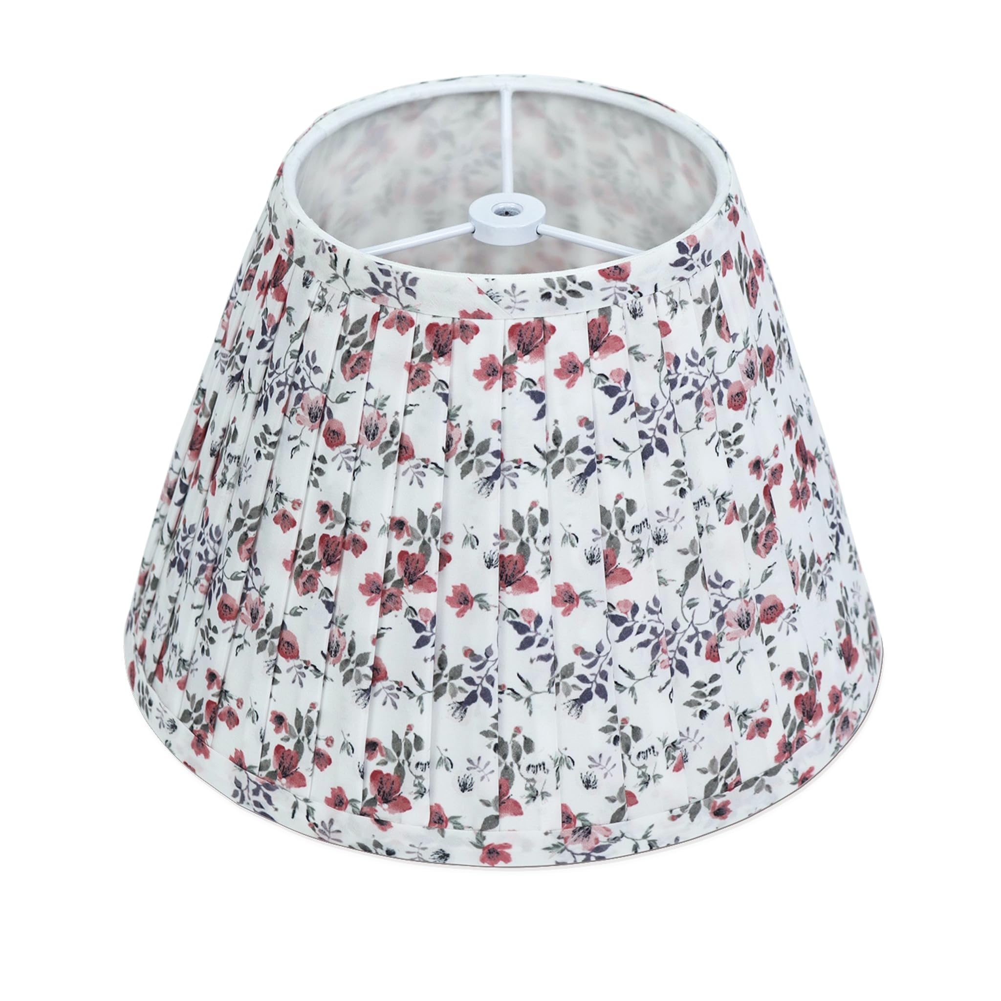 White & Red Empire Pleated Lamp Shade - 1 Pack, 5 x 9 x 6.2 Small Floral Lampshade for Table Lamp, Spider Fitter Replacement Lam