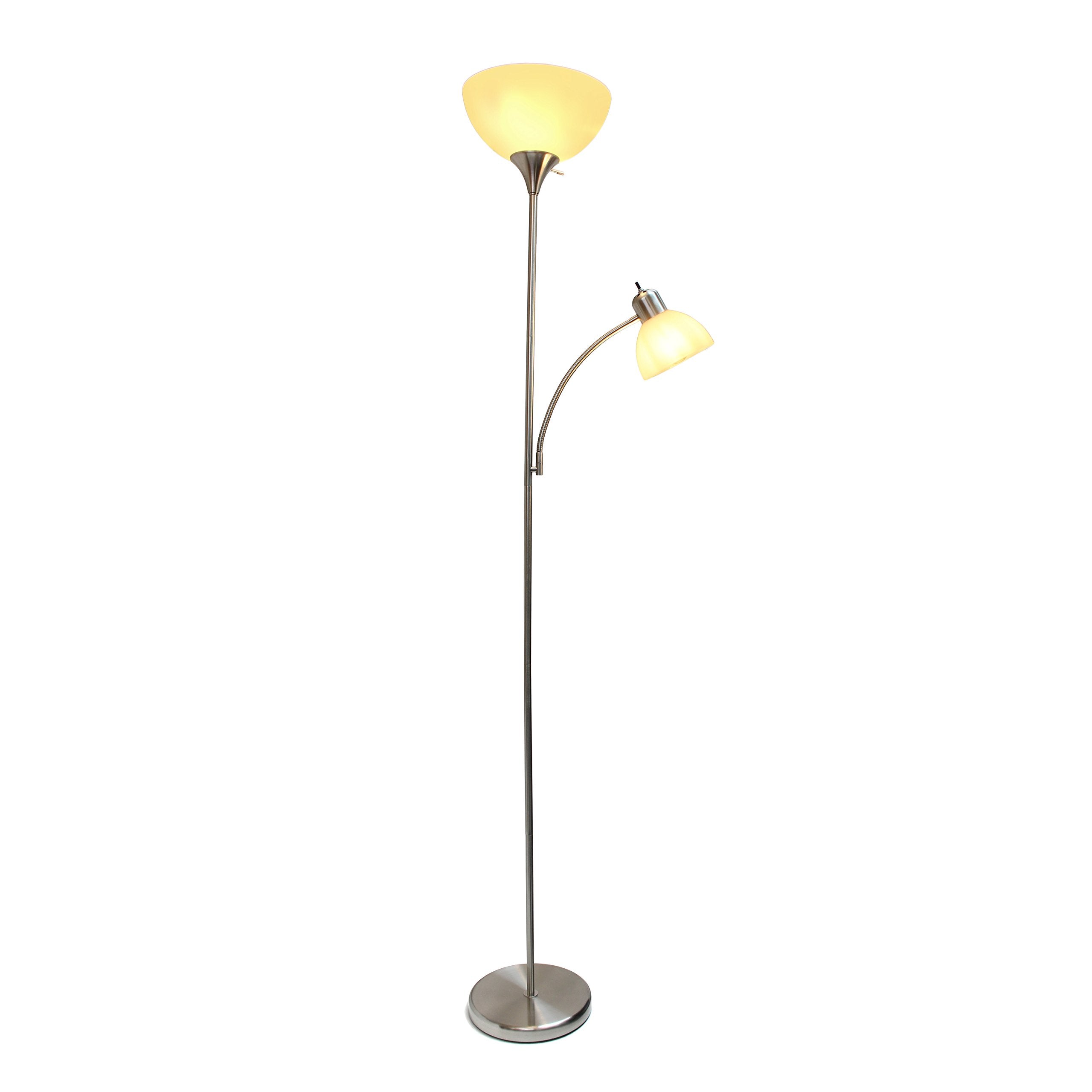 Simple Designs Lf2000-Bsn Mother-Daughter Floor Lamp With Reading Light, Brushed Nickel