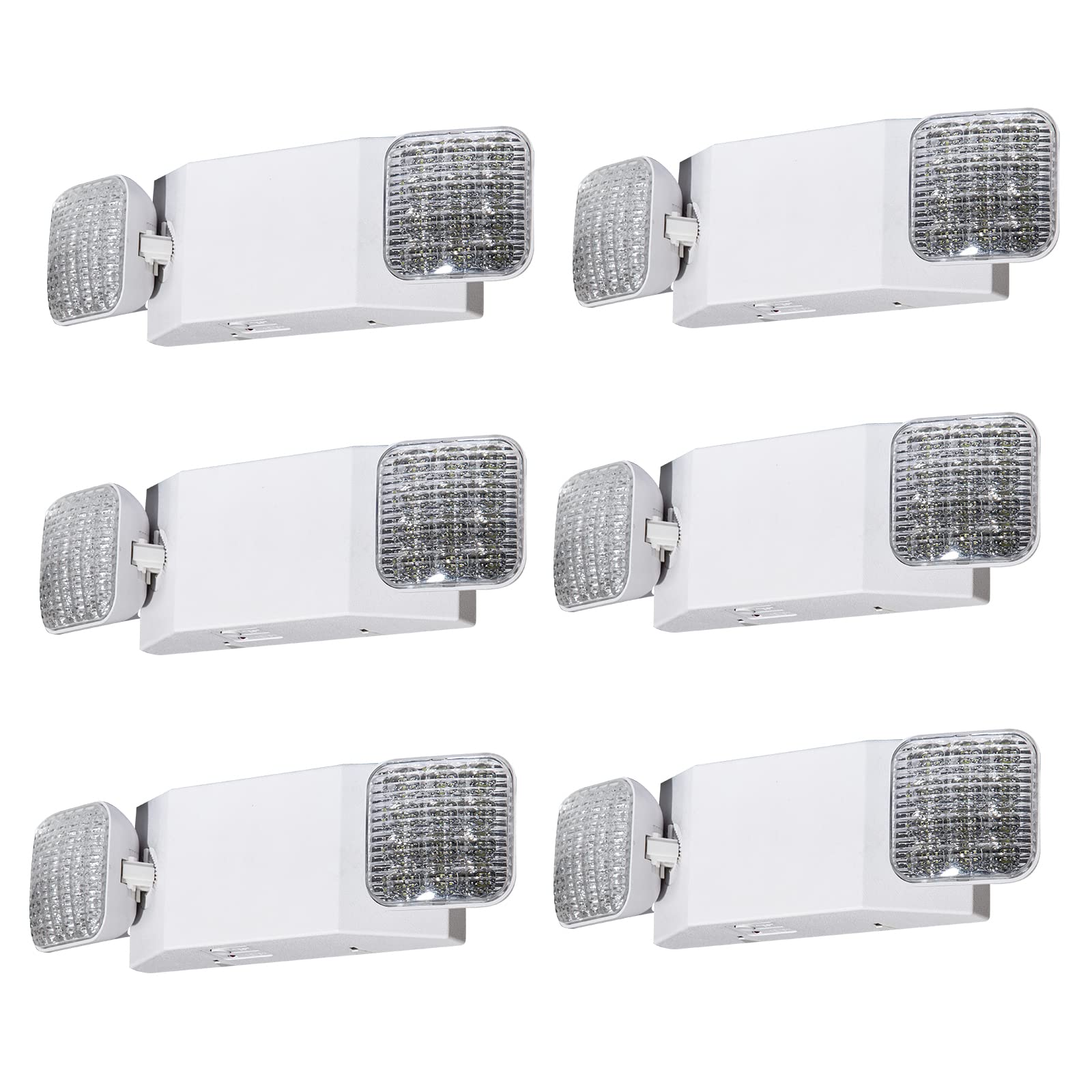 Cm Mzy Emergency Lights With Battery Backup, Commercial Emergency Lighting Fixtures, Two Adjustable Led Light Heads, 120-277V Ac, Ul Certified, 6Pcs