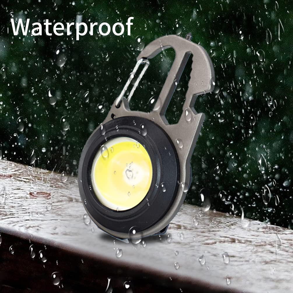 By-J Cob Mini Flashlight Keychain Light, 500 Lumens Bright Rechargeable, Small Multi-Function Work Light, 7 Modes Portable Pocke