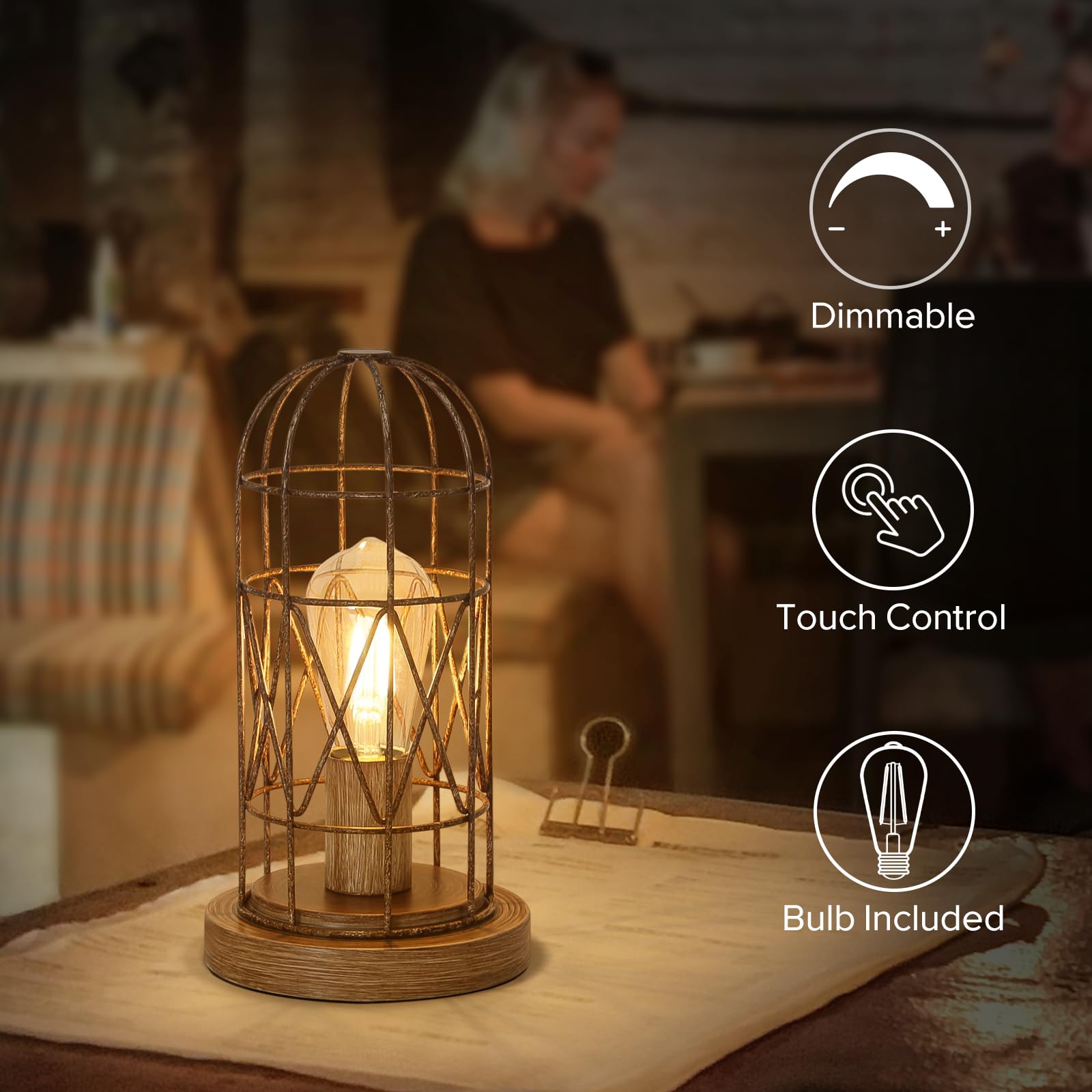 Touch Control Table Lamp Small Lamp For Small Spaces 3 Way Dimmable Nightstand Lamp Farmhouse Bedside Lamp For Bedroom Living Ro