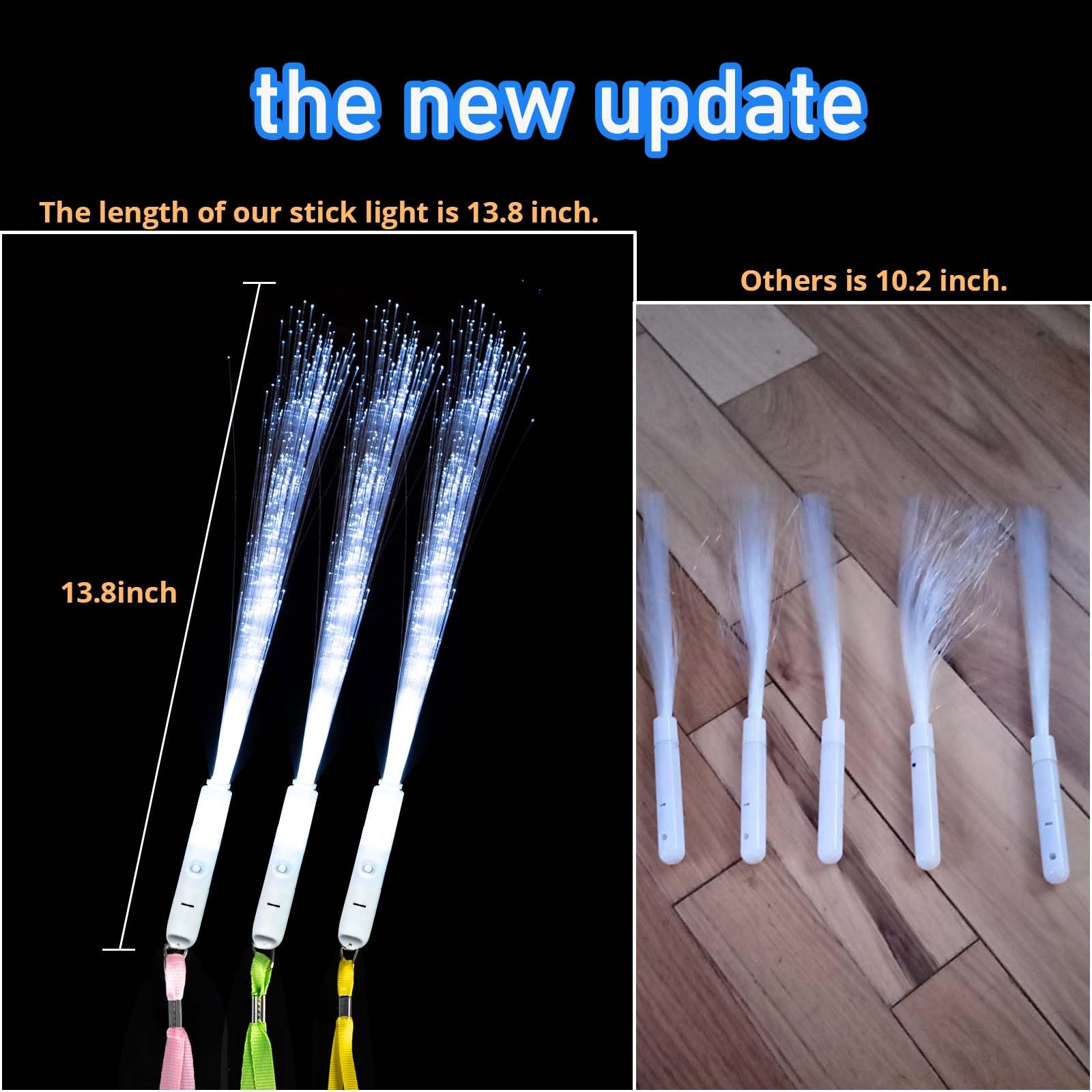 Zloveleexr 100Pcs White Fiber Optic Wands,3 Models Wedding Sparklers,Glow Sticks Light Up Sticks Led Light Wands Fit Wedding Bri