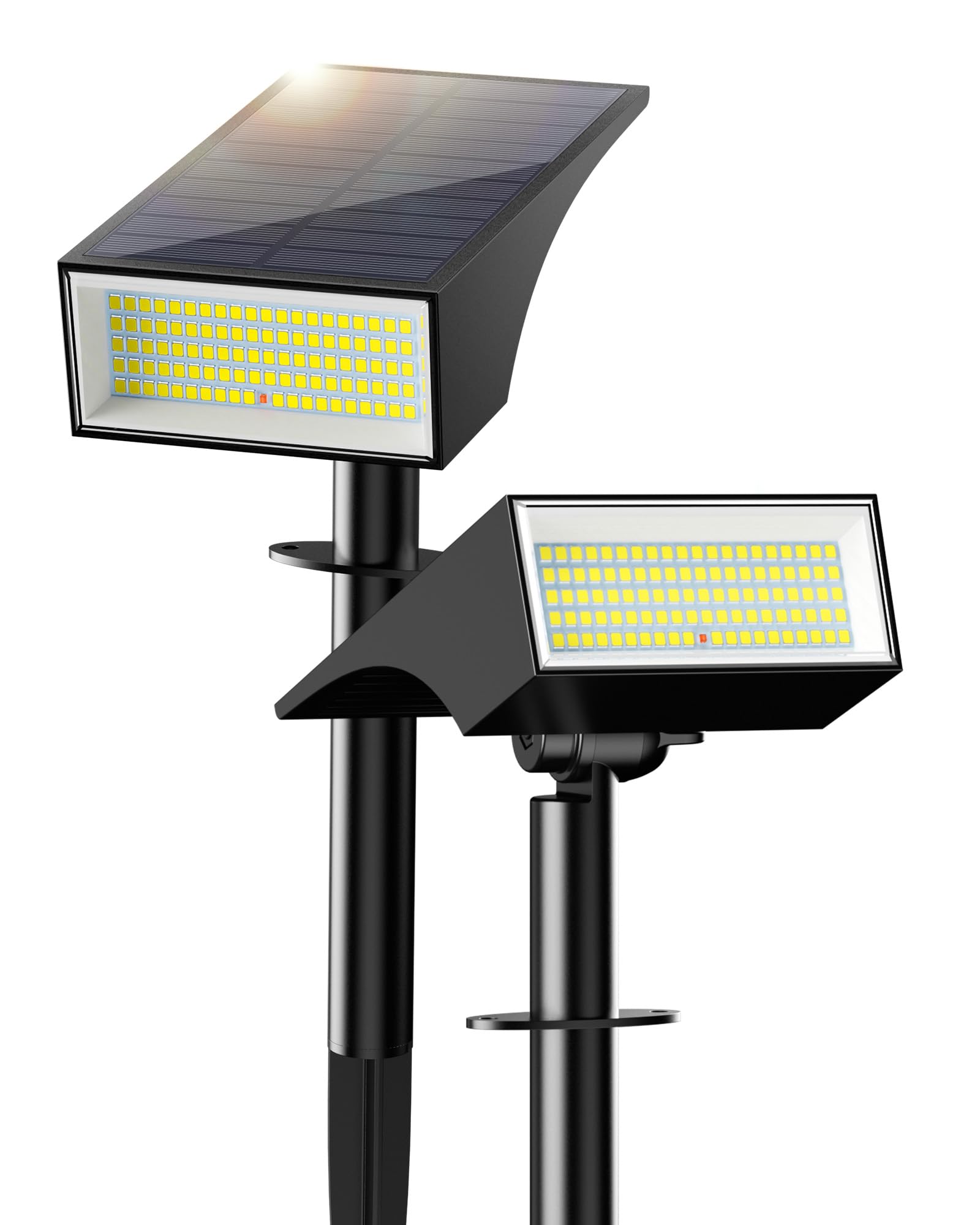 Koicaxy Solar Spot Lights - 100 LEDs, 4 Lighting Modes, Waterproof IP65, 2 Pack, Cool White, Model SL-5034