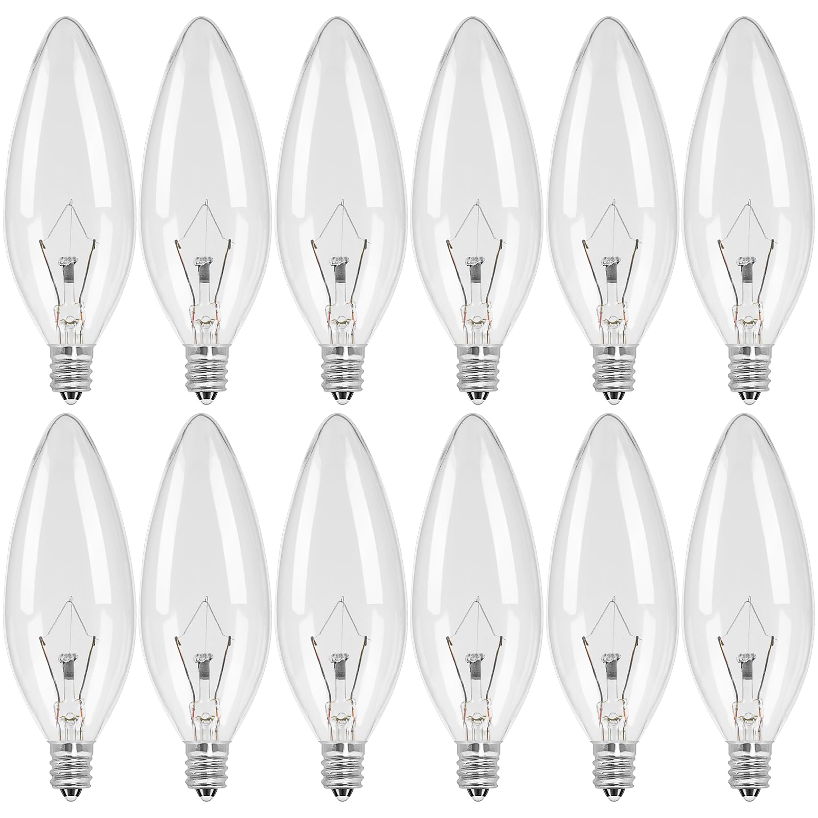 Colwatt 12-Pack E12 Candle Light Bulbs 25W Warm White 2500K, 240 Lumen Dimmable Chandelier Light Bulbs For Ceiling Fan, Pendants