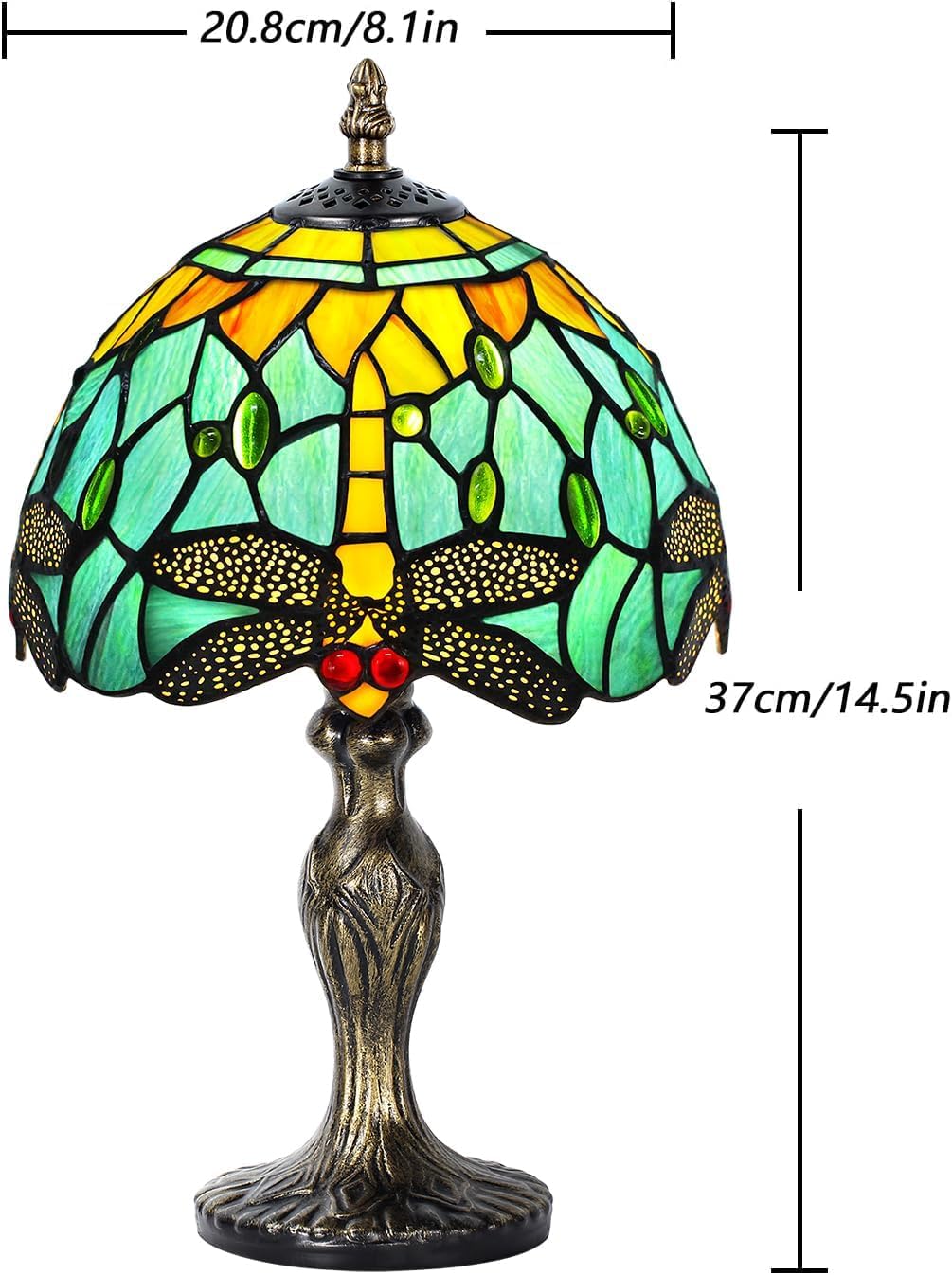 MIAOKE Stained Glass Table Lamp,Stained Glass Crystal Bead Style Table Light,Handmade Desk Bedside Night Light,Antique Art Craft