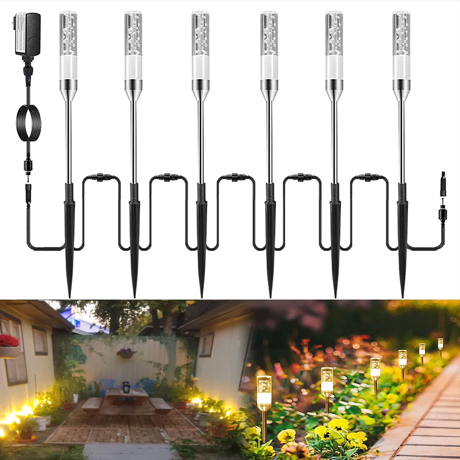 GreenClick LED Pathway Lights, 4.8W 12V Low Voltage, 570 Lumen, IP65 Waterproof, 6 Pack, Warm White, Model Pathlights-01