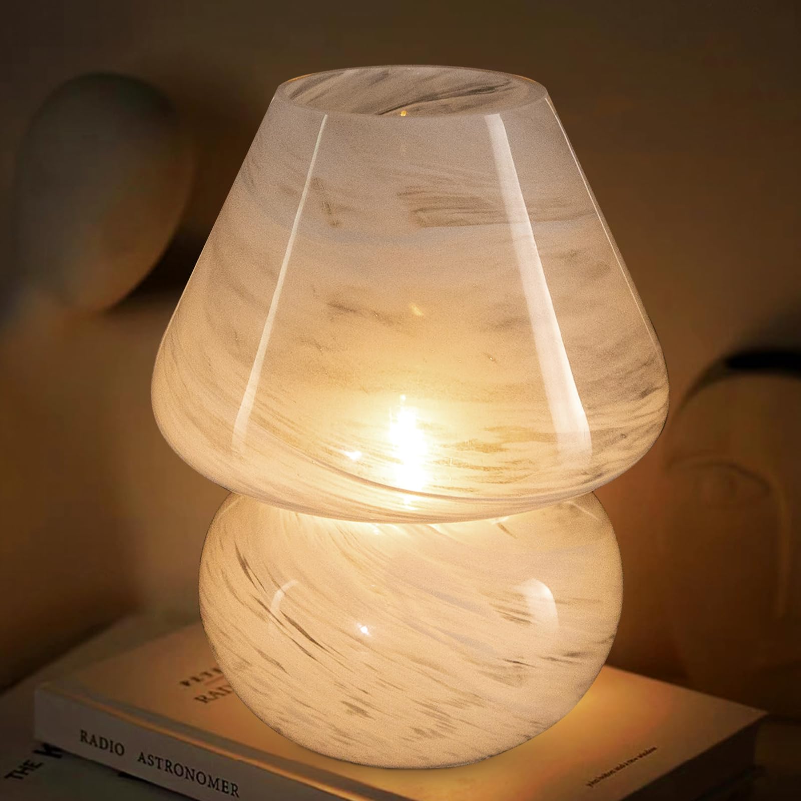 MJ PREMIER Battery Operated Table Lamp, LED Bulb, 15*19 in, Ceramic, Cloud Color