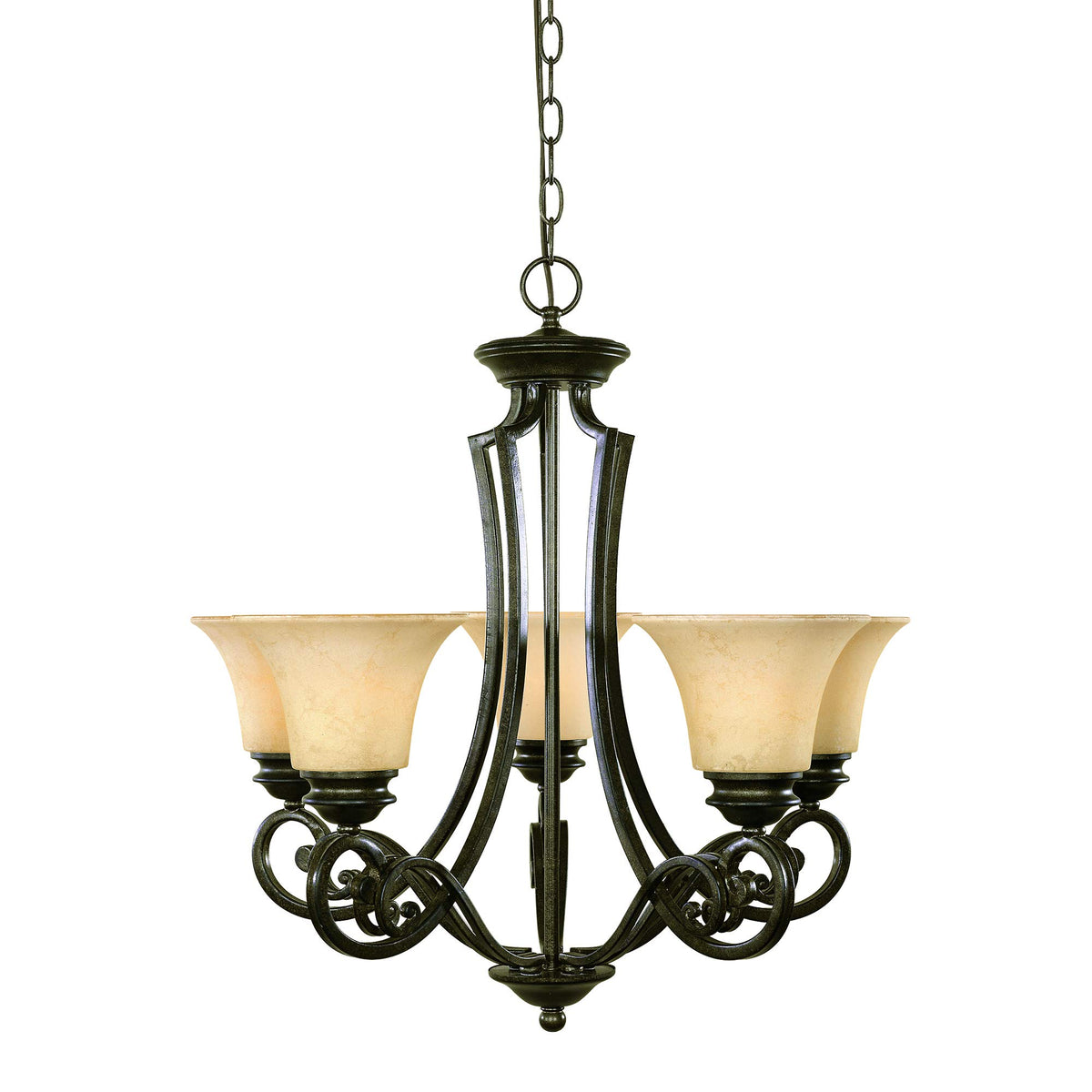 Designers Fountain Mendocino 5-Light Chandelier In Forged Sienna - Elegant Glass Lighting