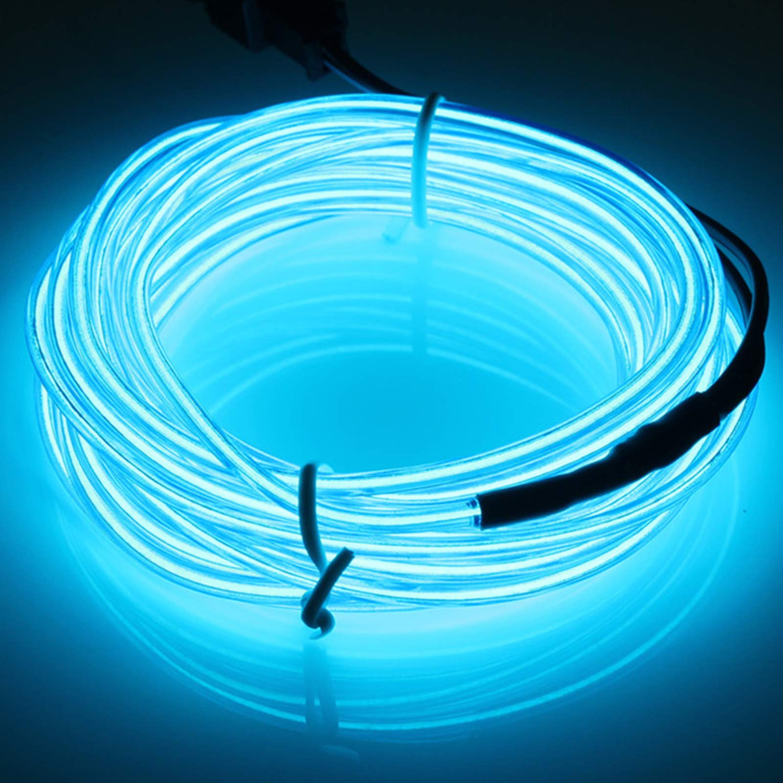 JIGUOOR EL Wire Neon Light Strip, 9.8ft/3m, Blue, Copper Material, 360° Illumination for DIY & Party Decoration