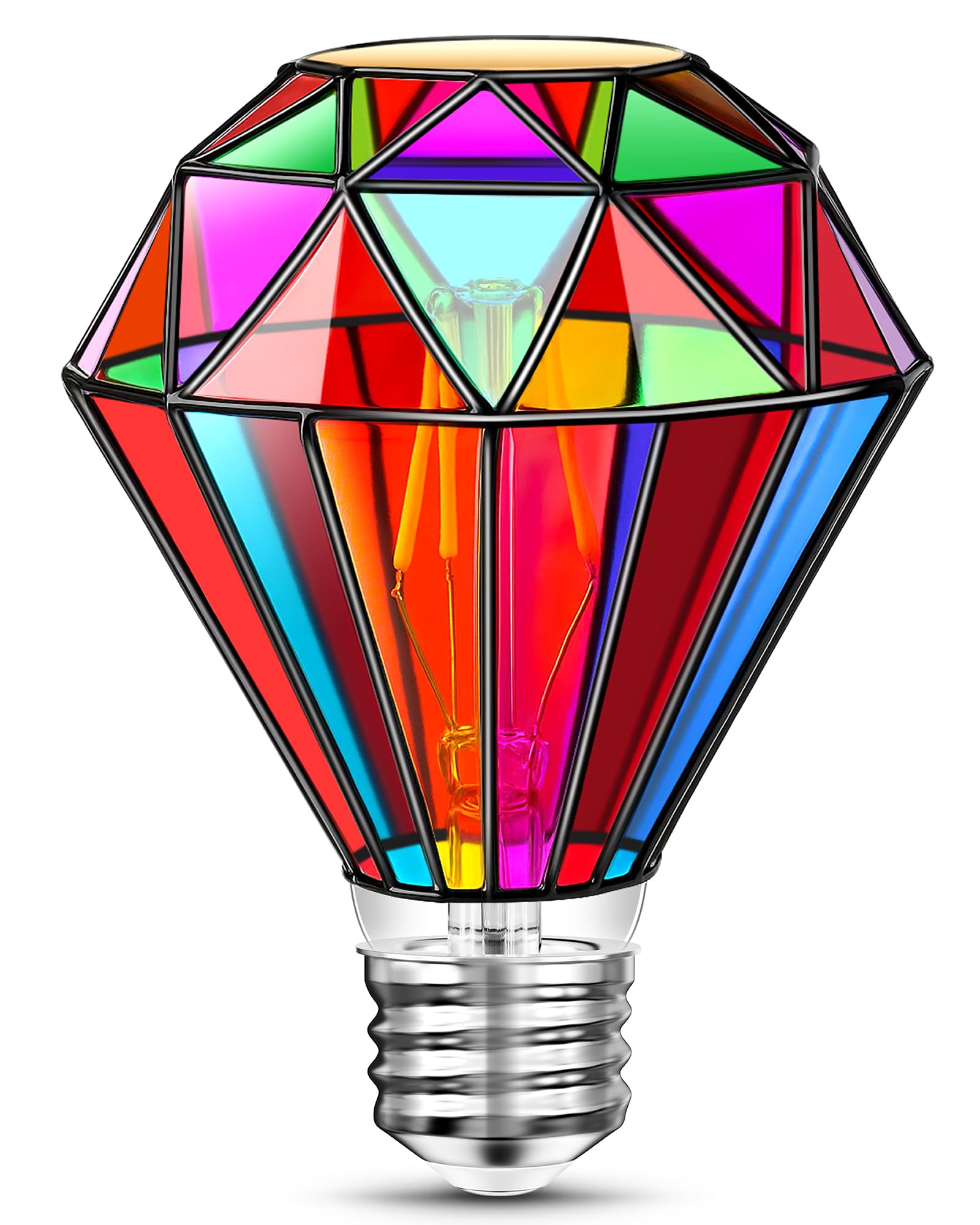 Eternyx Dimmable LED Stained Glass Light Bulb, G95 Model, 3.5W, Hand-discomfort-reducingted, Multicolor for Indoor and Decorative Use