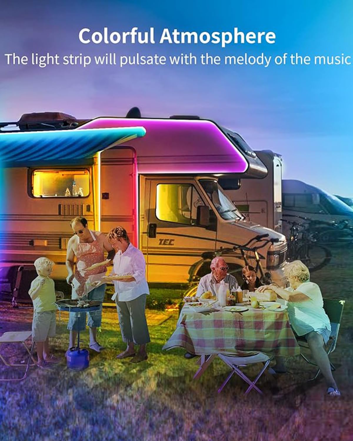 Odcolour 33Ft Outdoor Waterproof Led Light Strips, 12V Outdoor Rgb Led Strip Lights With Bluetooth Music Sync App Remote, Christmas Lights Decor Rope Lights