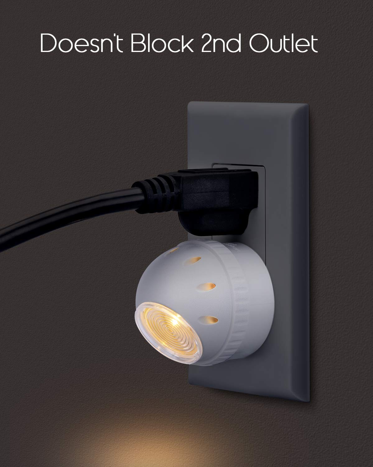 Emotionlite Night Lights, Warm White LED, 360° Rotation, Dusk to Dawn Sensor, 4 Pack, Model ELN-187, UL Listed