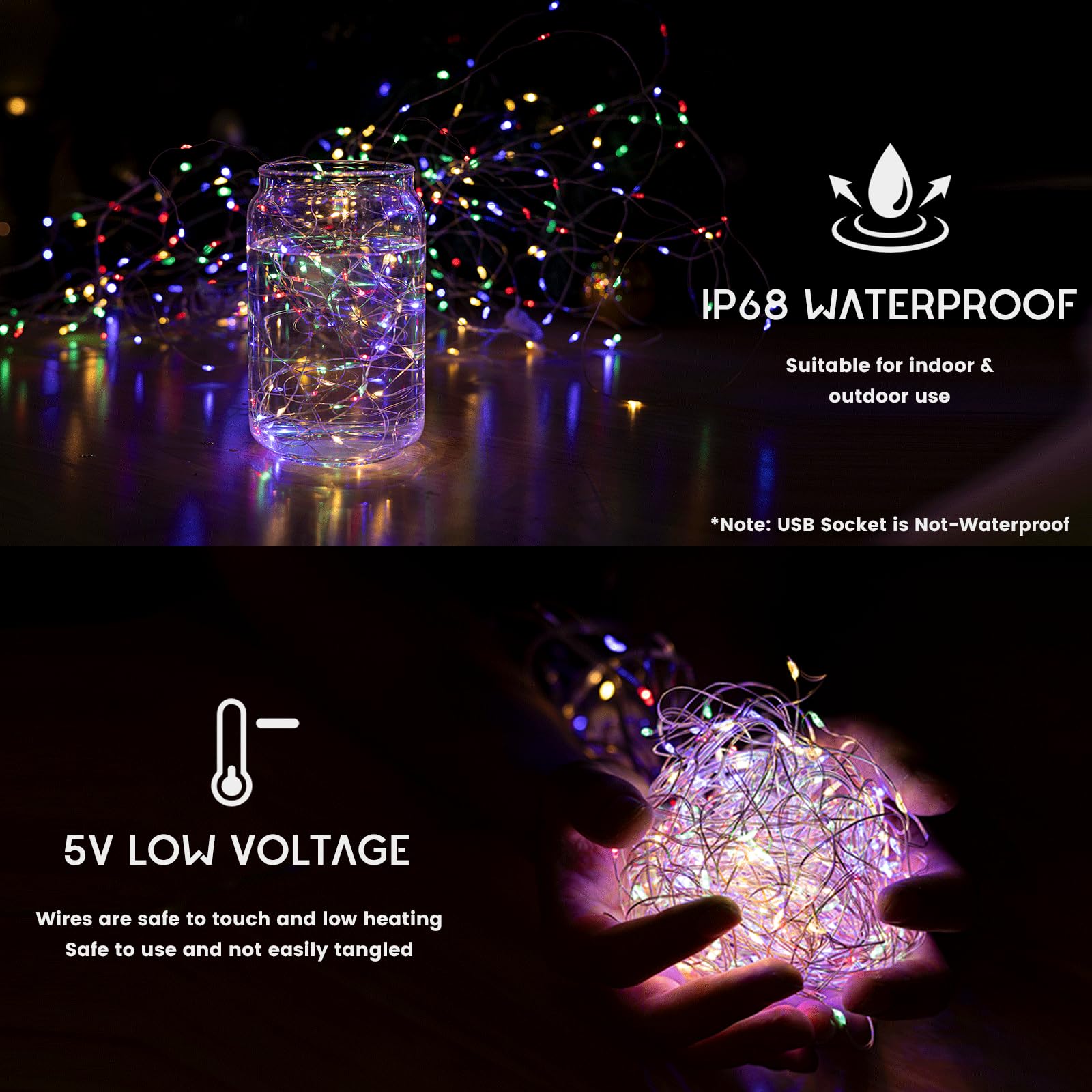 NWLIGHT Fairy Curtain Lights, 300 LED, 9.8x9.8 Ft, Multicolor, 8 Flashing Modes, USB Plug for Indoor/Outdoor Use