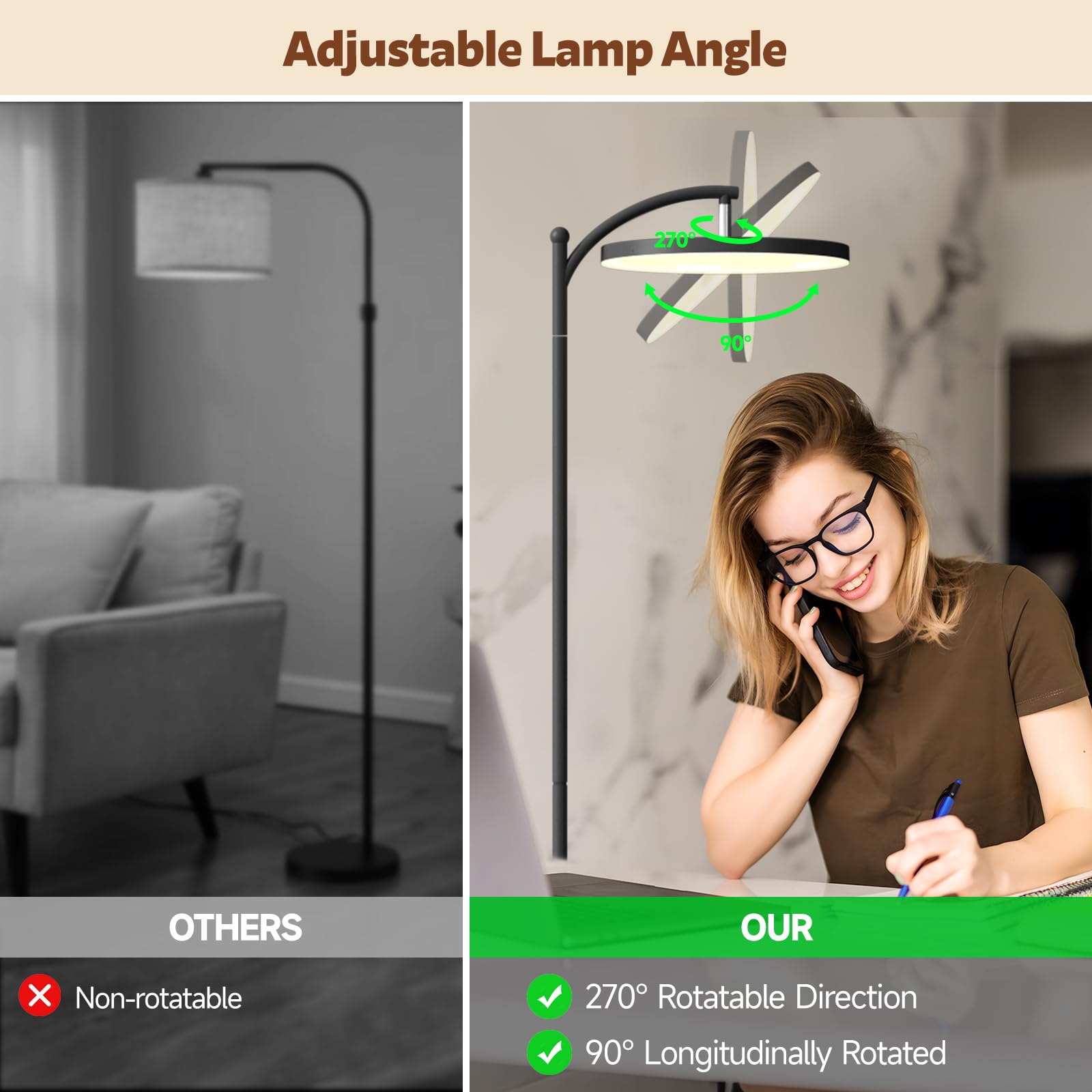 Aisutha Led Floor Lamp, 32W/3000Lm Super Bright Arc Floor Lamp, 3000K-6000K Stepless Dimming, 70.8 Inch Standing Tall Lamp With