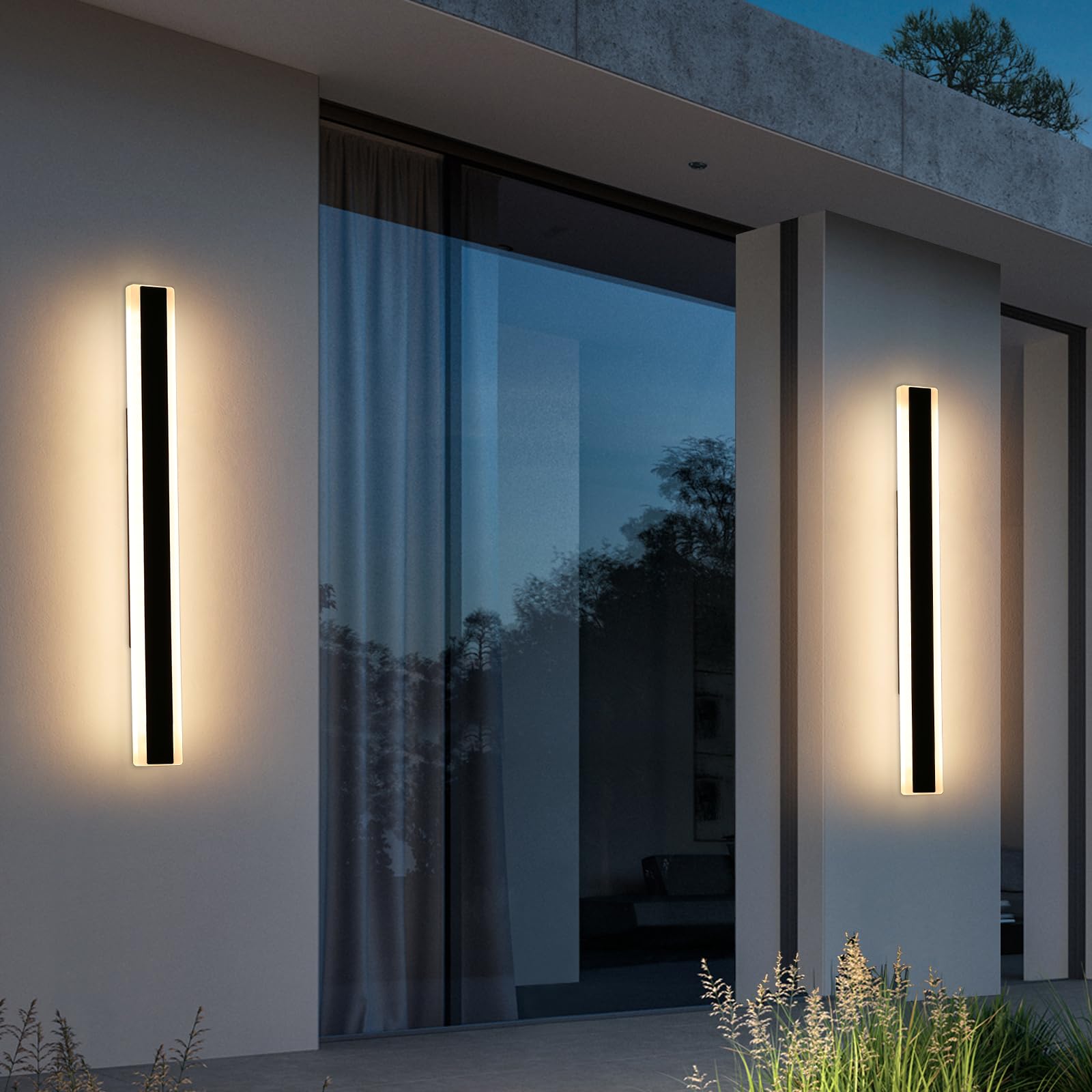 Mikeru 39inch Dimmable Outdoor Wall Light Fixtures, LED Porch Light, Model FTBD-2, Acrylic, 3000-6000K, 2-Pack