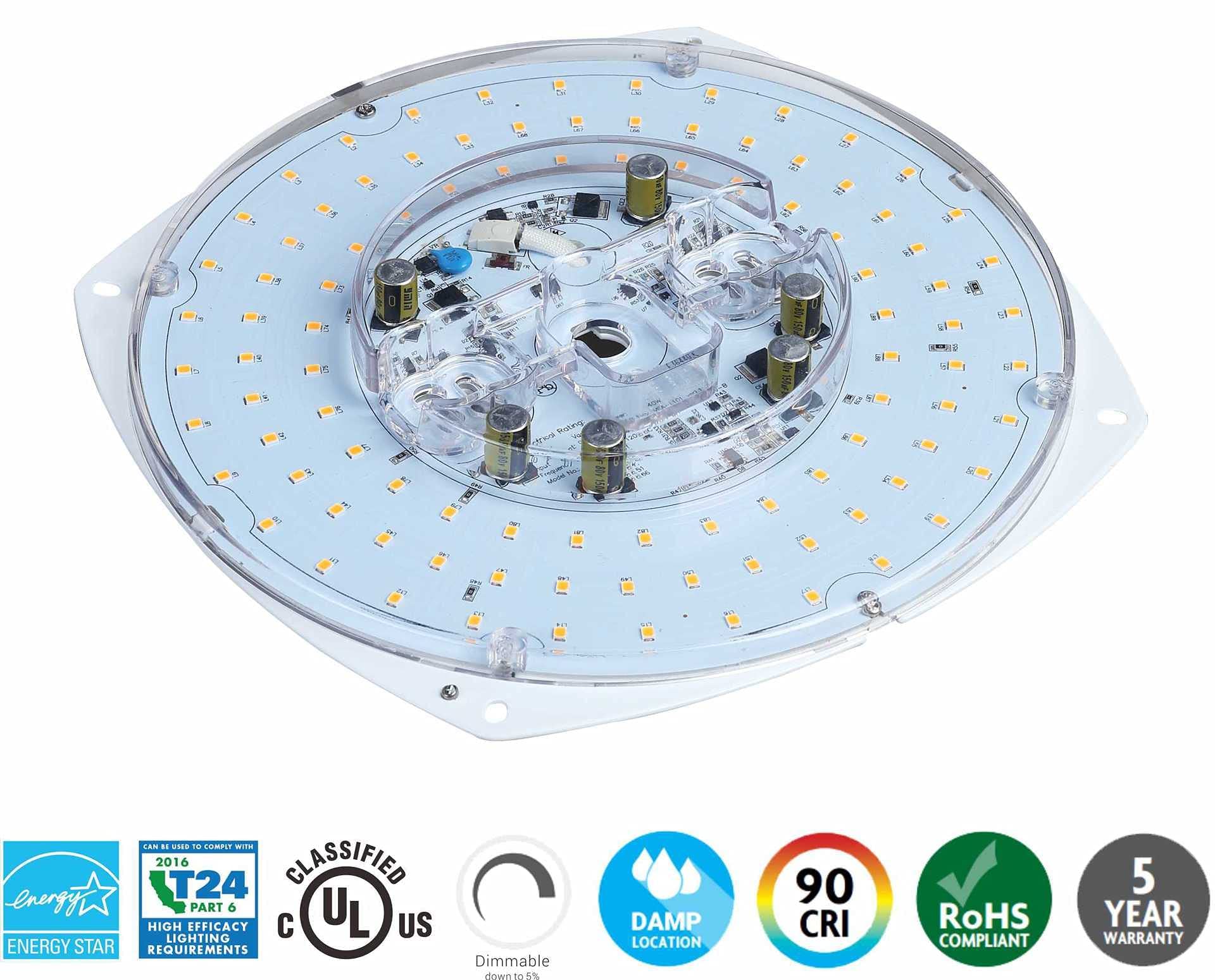 Legental Dimmable LED Light Engine, 40W, 5000K, 8.5in PCB Size, Alloy Steel Retrofit Kit for Ceiling Lights and Fans