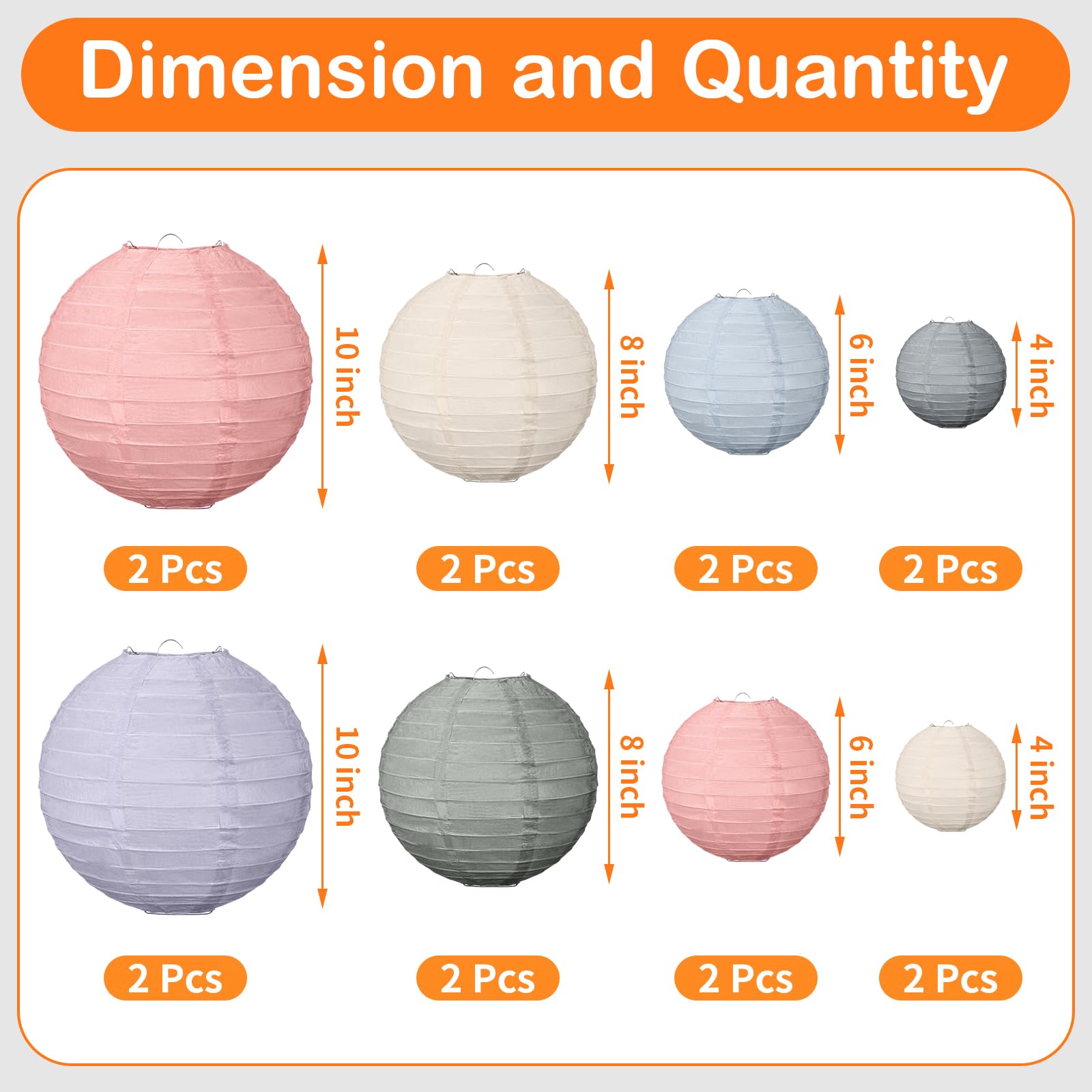 Glooglitter 16 Pcs Back To School Colorful Paper Lanterns Party Decorations 4” 6” 8” 10” Hanging Round Decorative Lanterns For Spring Indoor Outdoor Classroom Birthday Shower Decor, Morandi Color