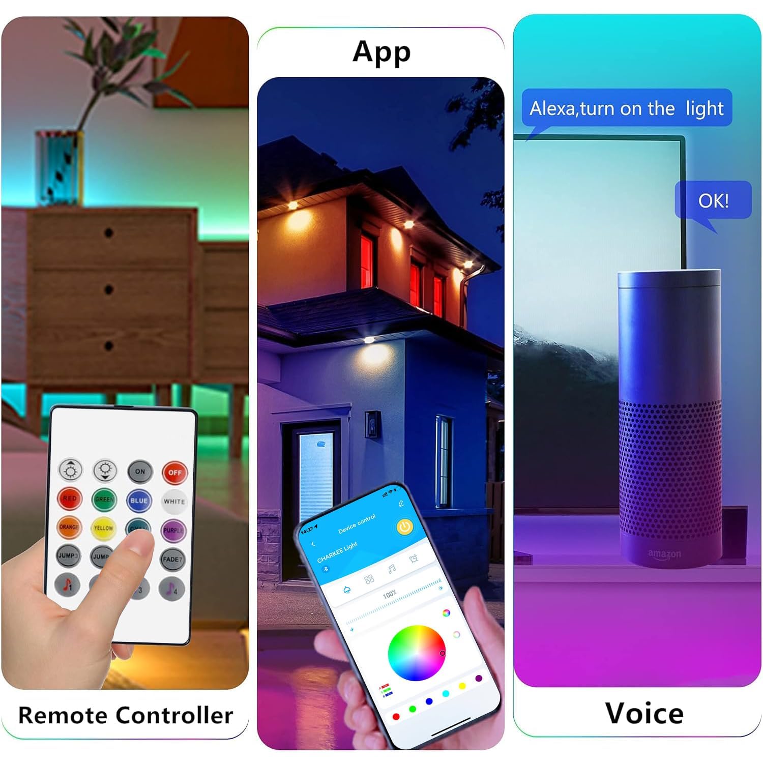 Gupup Wifi Led Lights 50 Ft, Smart App Controlled Led Strip Lights, Compatible With Alexa And Google Assistant Devices, Voice Co