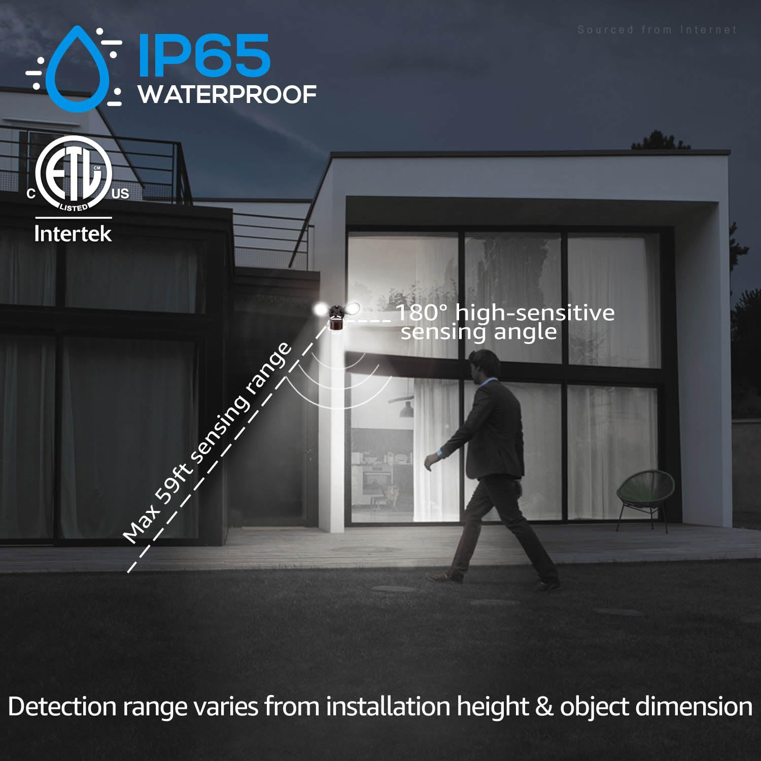 Leonlite Cob Led Security Light, Motion Sensor Flood Lights Outdoor, Aluminum, 3 Modes Motion Detector+Dusk To Dawn+Switch Control, 100-277V, Adjustable 2-Head, Ip65, 5000K Daylight, Etl, Bronze