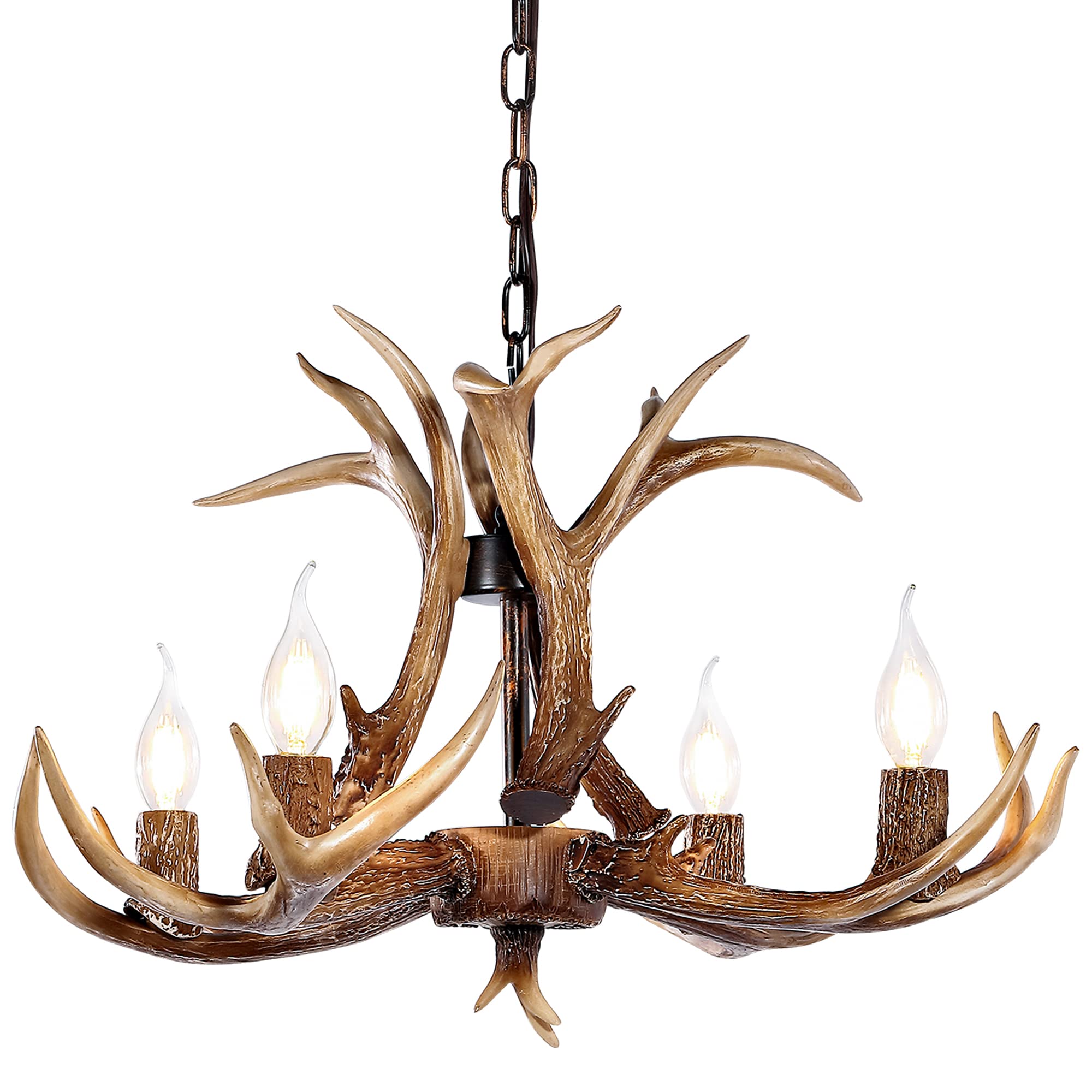OLHAPZP Antler Chandelier Lighting Deer Lamp Vintage Rustic Farmhouse Chandelier Light Fixture for Dining Room Kitchen Island Be