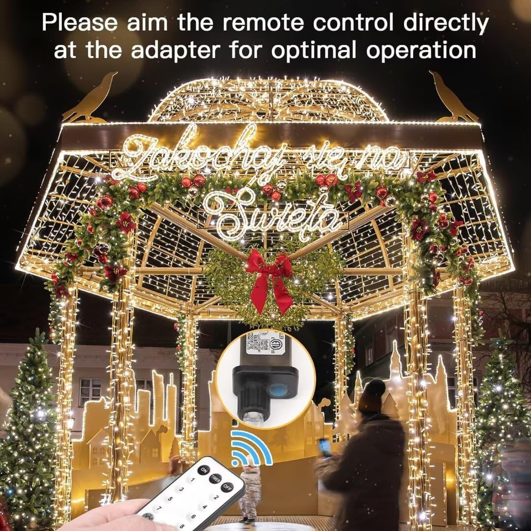 Suddus Christmas Lights Outdoor, 66 Ft 200 Led Plug In Warm White Fairy String Lights With Remote, Twinkle Lights For Bedroom, I