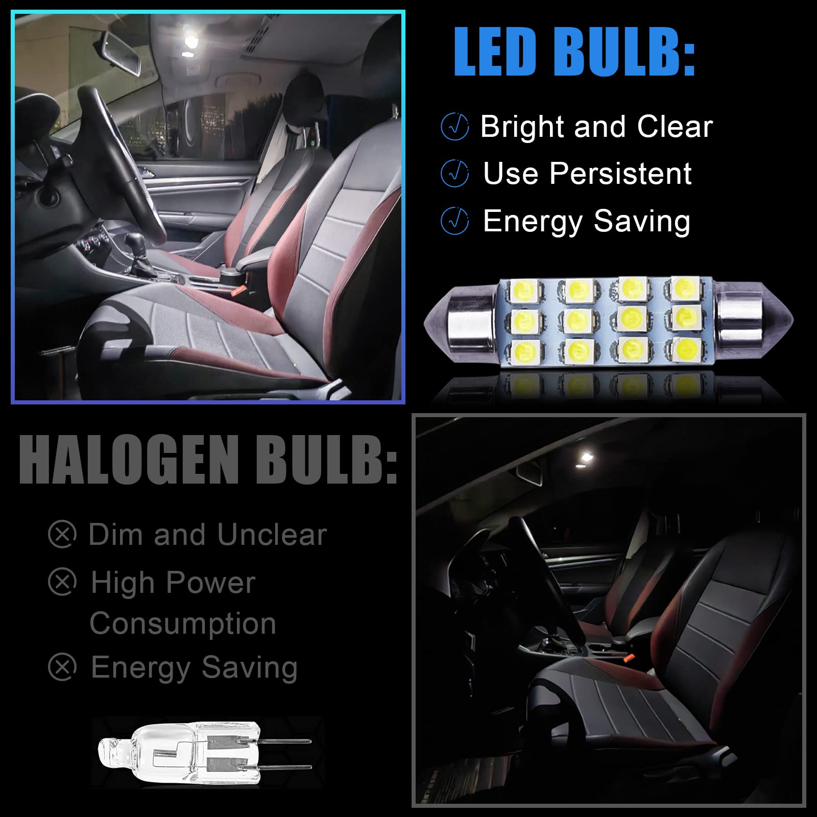 Yogeier Car Led Bulb, Led Combination Set Of 24 Sets, Used For Car Interior/Indoor Map Dome/ Trunk / License Lights, Etc. (White