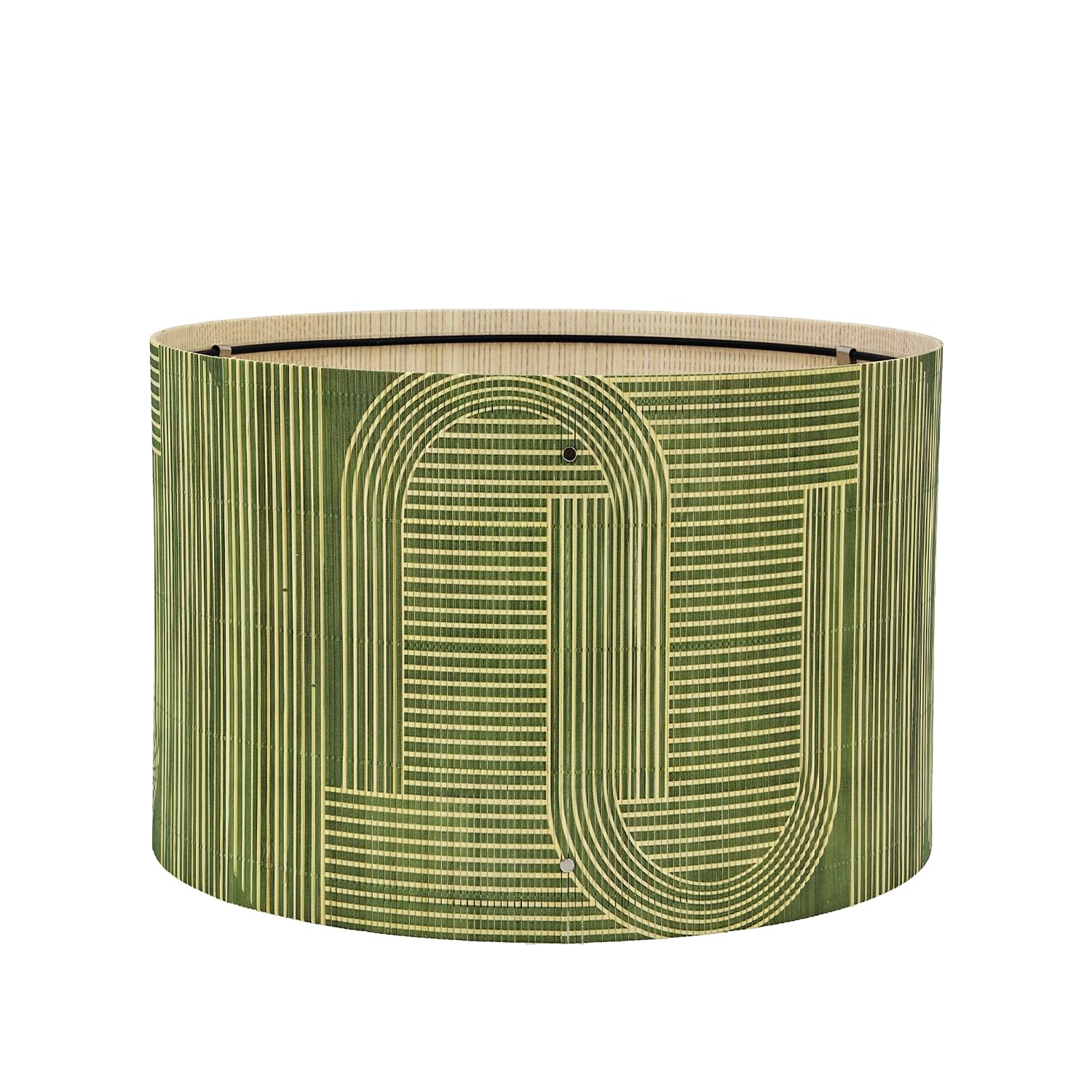Pendant Lamp Shade, Translucent Bamboo Made, 13.8x9 Inch, Modern Minimalist Style for Living Room, Bedroom (Green Pattern A)