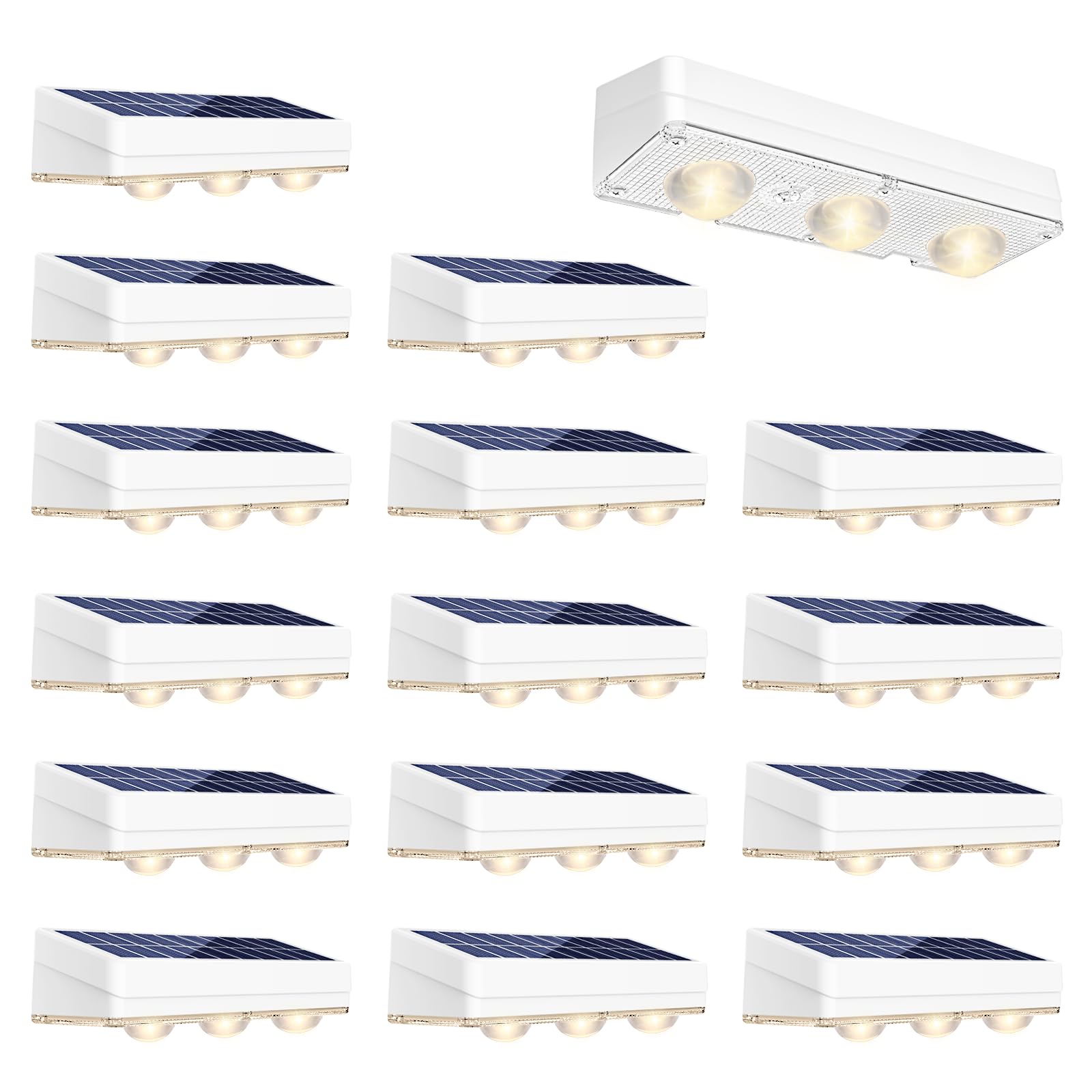 JOFIOS Solar Fence Lights Outdoor Waterproof Led  1300mAh 16pack 6 inch Solar Lights for Fence with Warm White & RGB 8 Colors Outdoor Solar Lights for Patio  Backyard  Deck  Railing (White)
