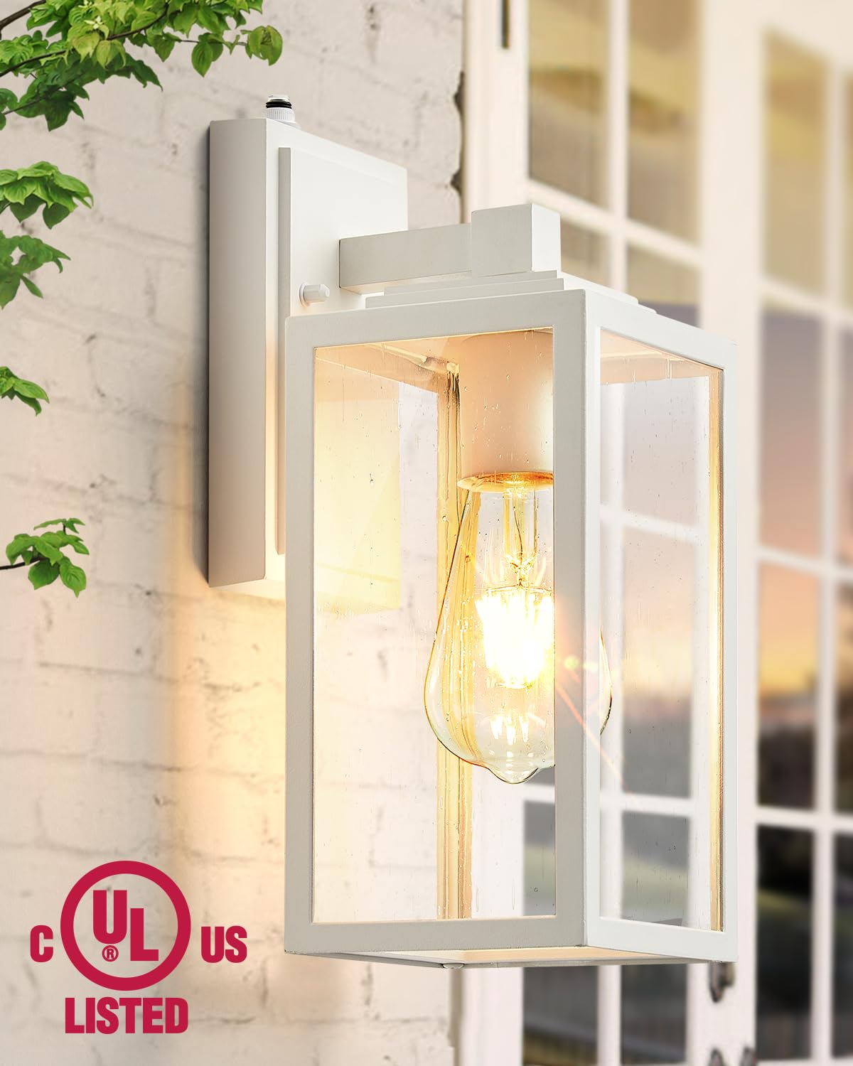 Vianis 2 Pack White Dusk To Dawn Outdoor Wall Lantern, Waterproof Modern Outdoor Wall Light Fixture Wall Mount, Anti-Rust Alumin