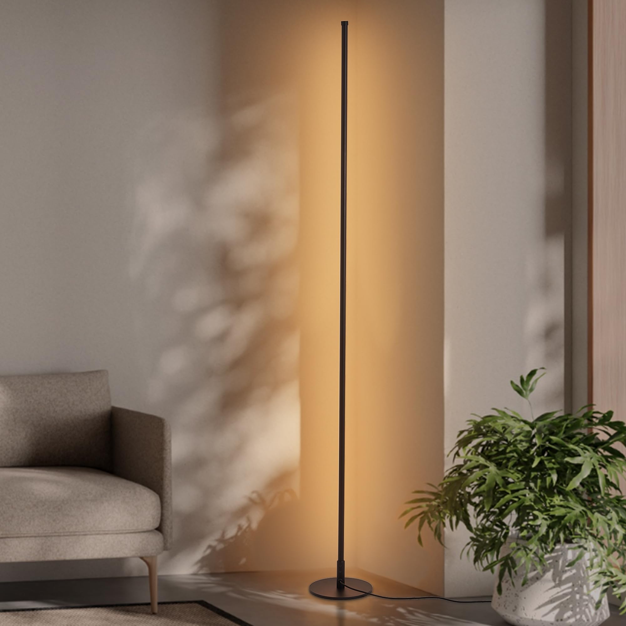 38Garden Led Corner Lamp, 56'' Standing Floor Lamp With Foot Switch, Modern Floor Lamp With 3 Color Temperatures,Tall Lamp For L