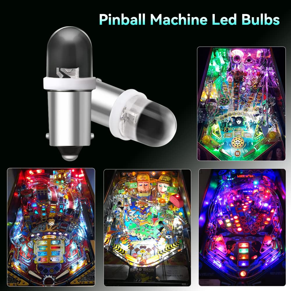 Keiurot 20-Pack 6V White Led Bulbs For Pinball Machines - Ba9S Light Bulbs, Abs Material