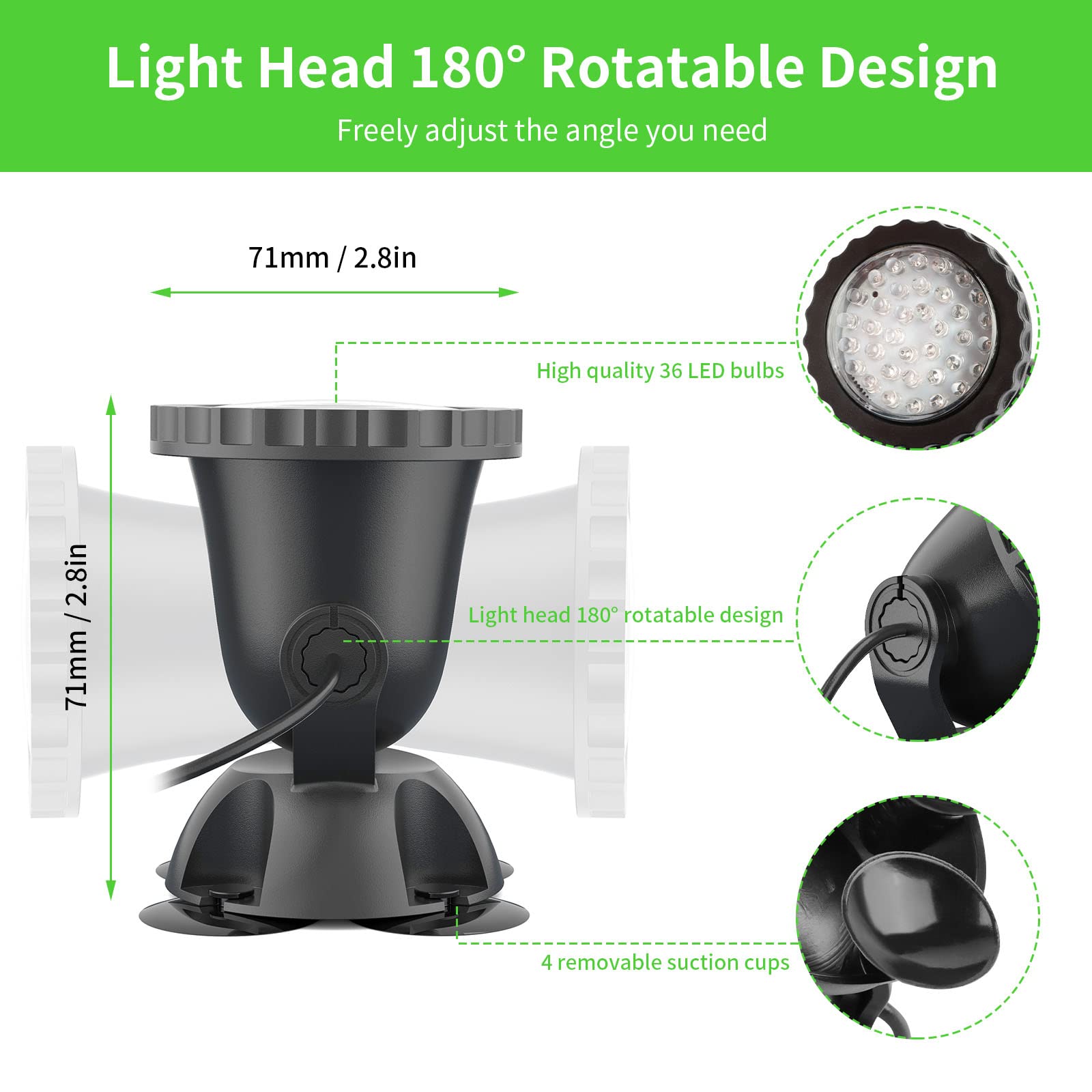 Rgb Pond Light, Color Changing Fountain Lights Submersible Pond Lights, Ip68 Waterproof Multi-Color Dimmable Used For Yard Spotlights Fish Pond Decoration (6 Lights)