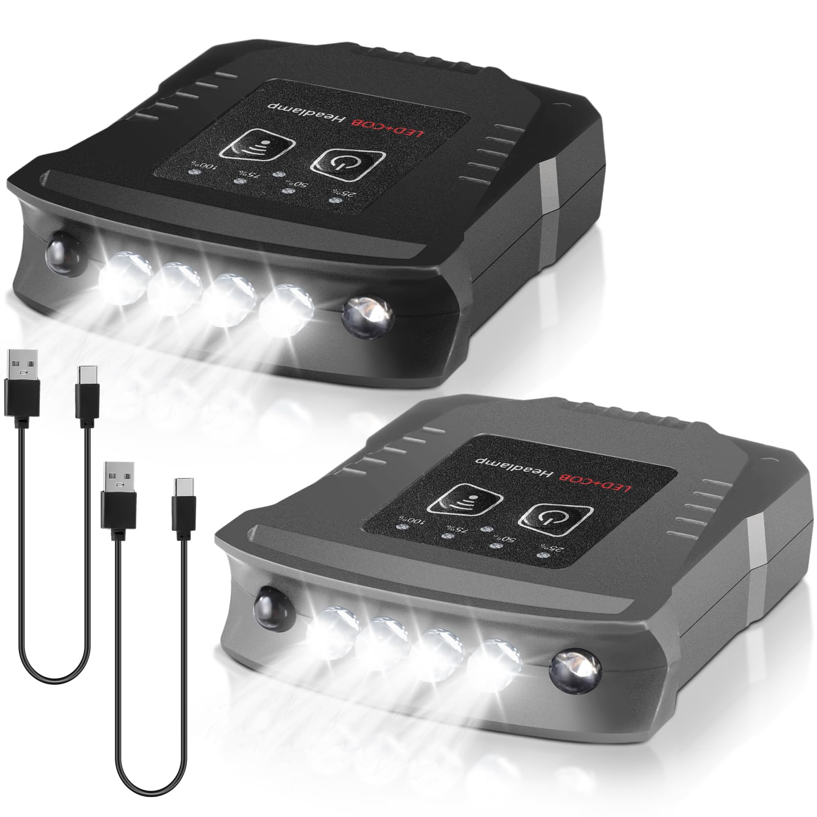 Vihose 2 Pcs Rechargeable Hat Clip Light, Led Clip On Cap Lights, Waterproof Hat Light, Ultra Bright Headlamp For Outdoor Fishin