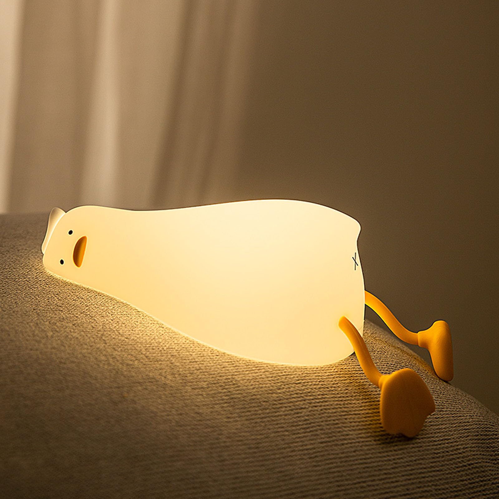 Cute Rubber Duck Night Light for Kids,Squishy Silicone Rechargeable Lamp with 3 Brightness Levels,30 Minute Auto-Off Timer,Soft 