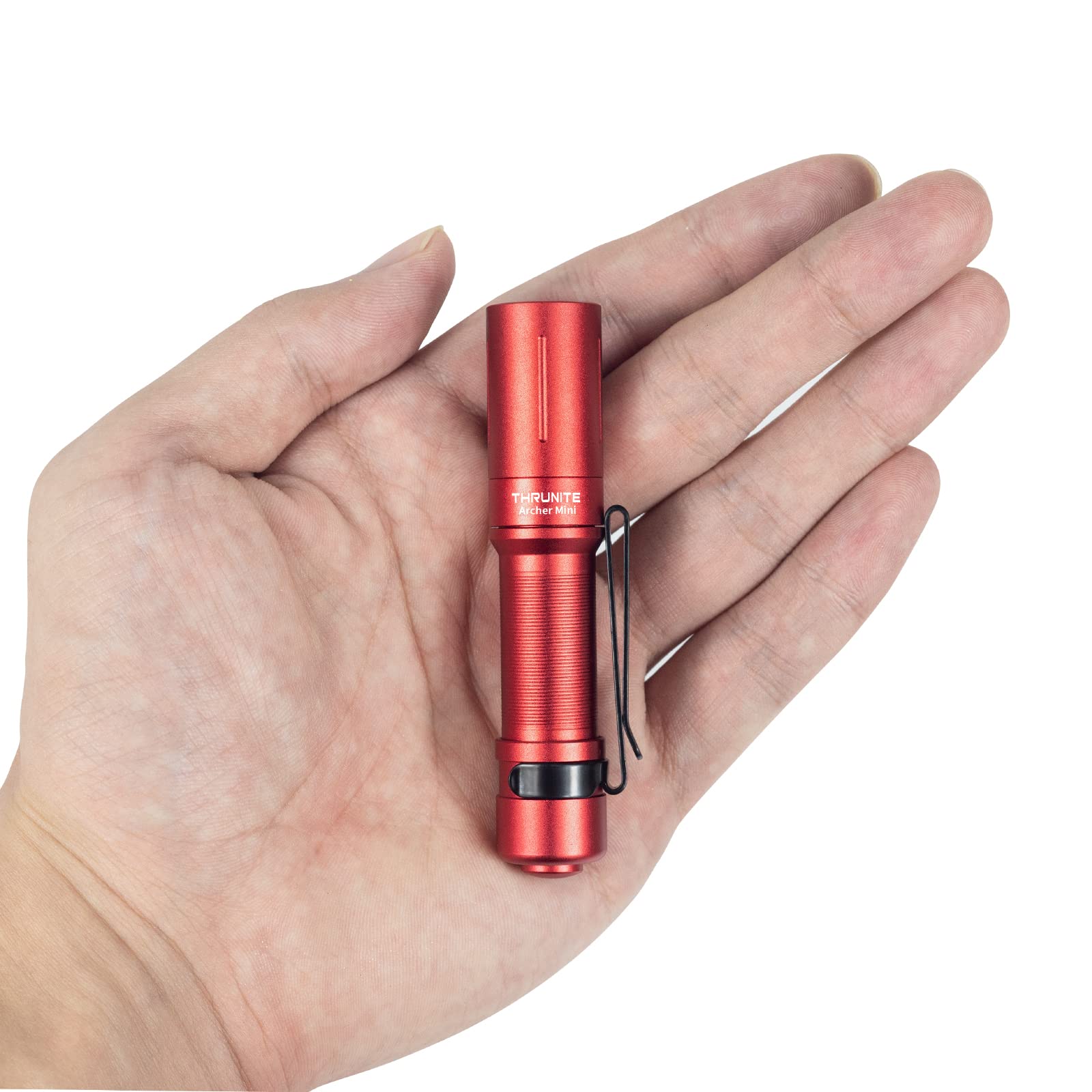 ThruNite EDC Flashlight Archer Mini, 405 Lumens, USB C Rechargeable, Pocket Size, Aluminum, Red Cool White