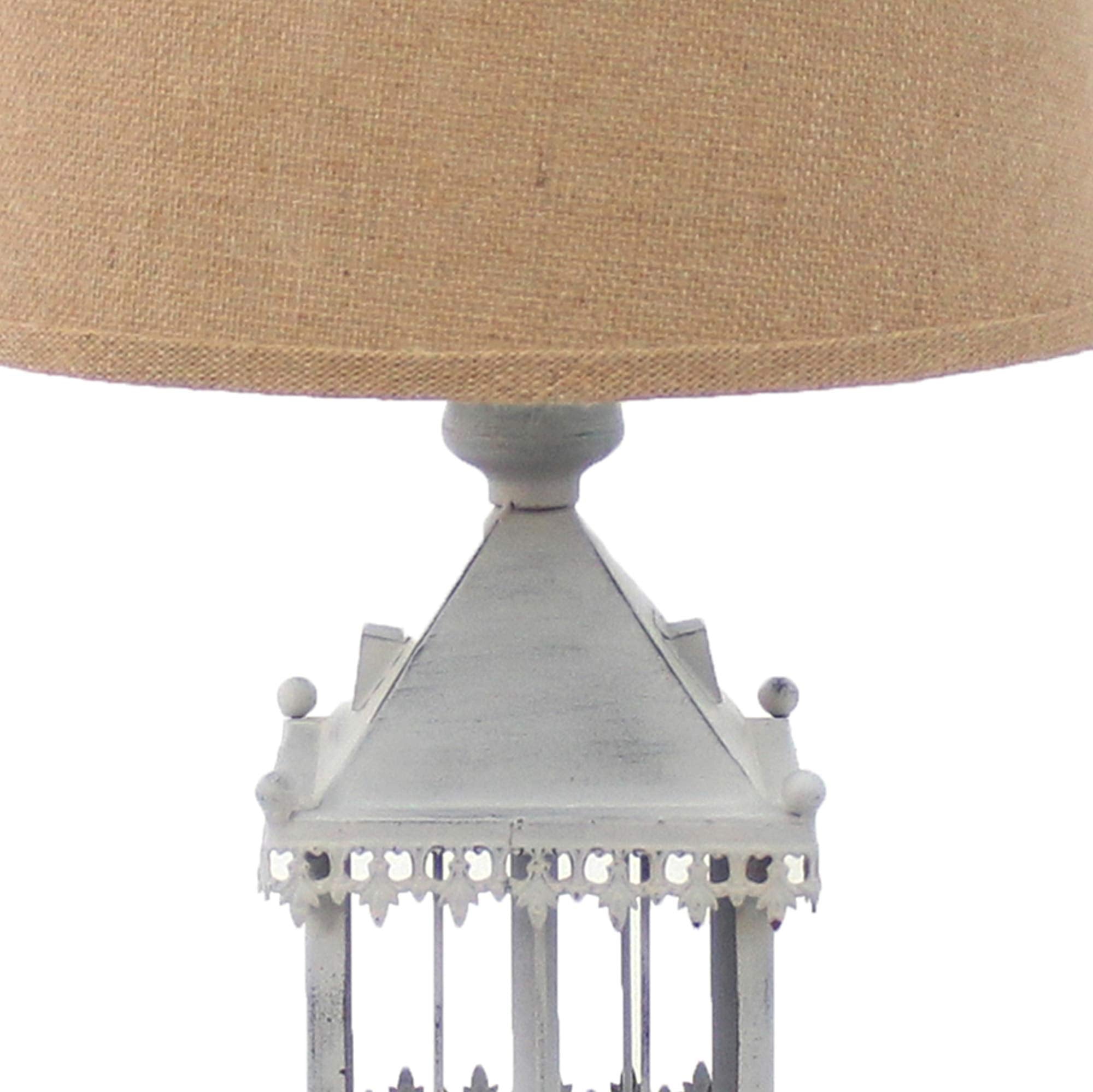 Benzara Metal Table Lamp with Fabric Shade, Beige and Gray, Model BM217245