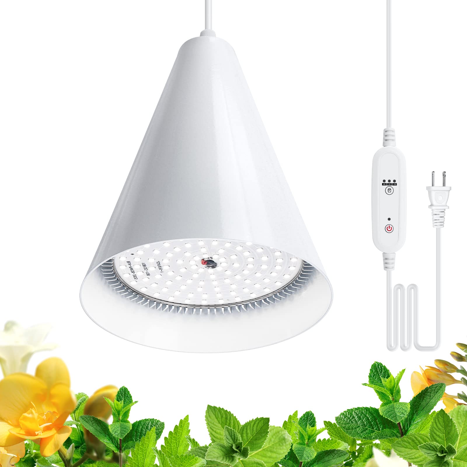 BBand Hanging Grow Lights for Indoor Plants-25W Full Spectrum 5000K Plant Light with 4H/9H/14H Timer& 16.4FT Power Cord for Indoor Growing  Ideal for Large Tall Plant  Garden and Flowers Greenhouse