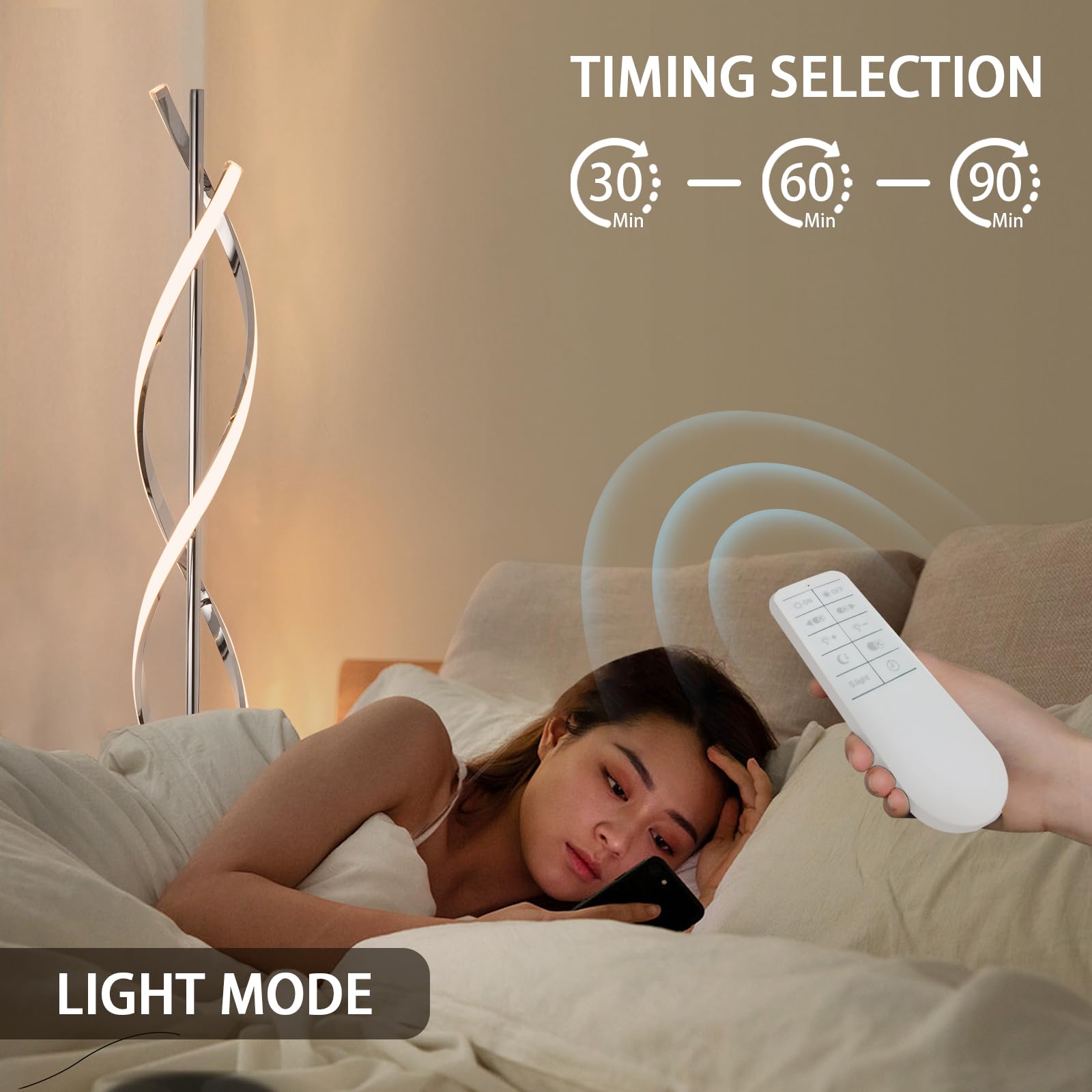 Eidearay Led Modern Floor Lamp For Living Room, 40W 3 Colors Stepless Dimmable And Color-Changing Bright Floor Standing Lamp,60'