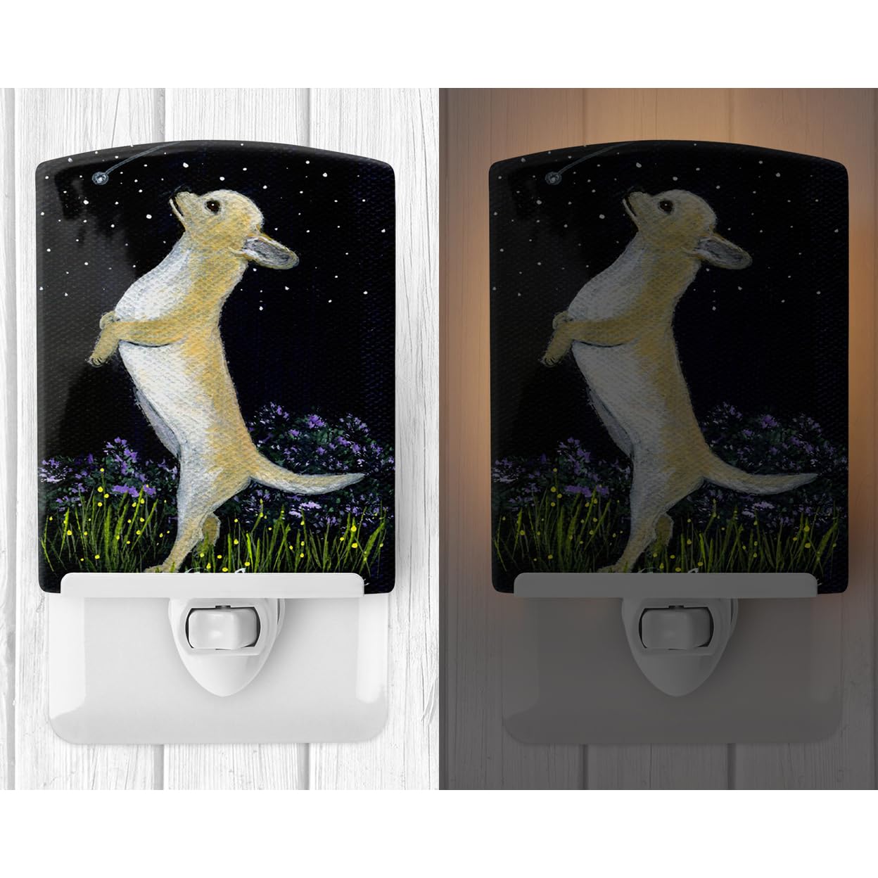 Caroline'S Treasures Ss8152Cnl Chihuahua Ceramic Night Light Compact, Ul-Certified, Ideal For Bedroom, Bathroom, Nursery, Hallway, Kitchen, 6X4X3, Multicolor