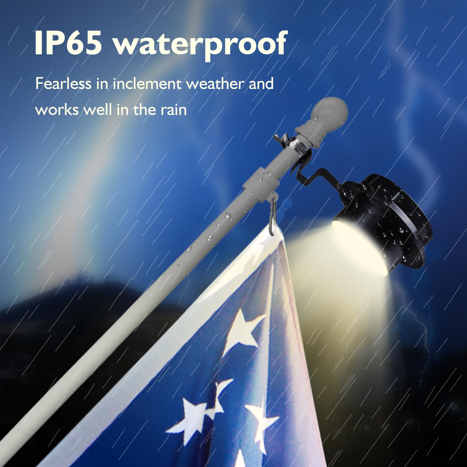 Bmonafy Solar Flag Pole Light - 3000K Warm LED for 5ft/6ft Flagpoles, Waterproof Outdoor Decor, Black, Model SL-101