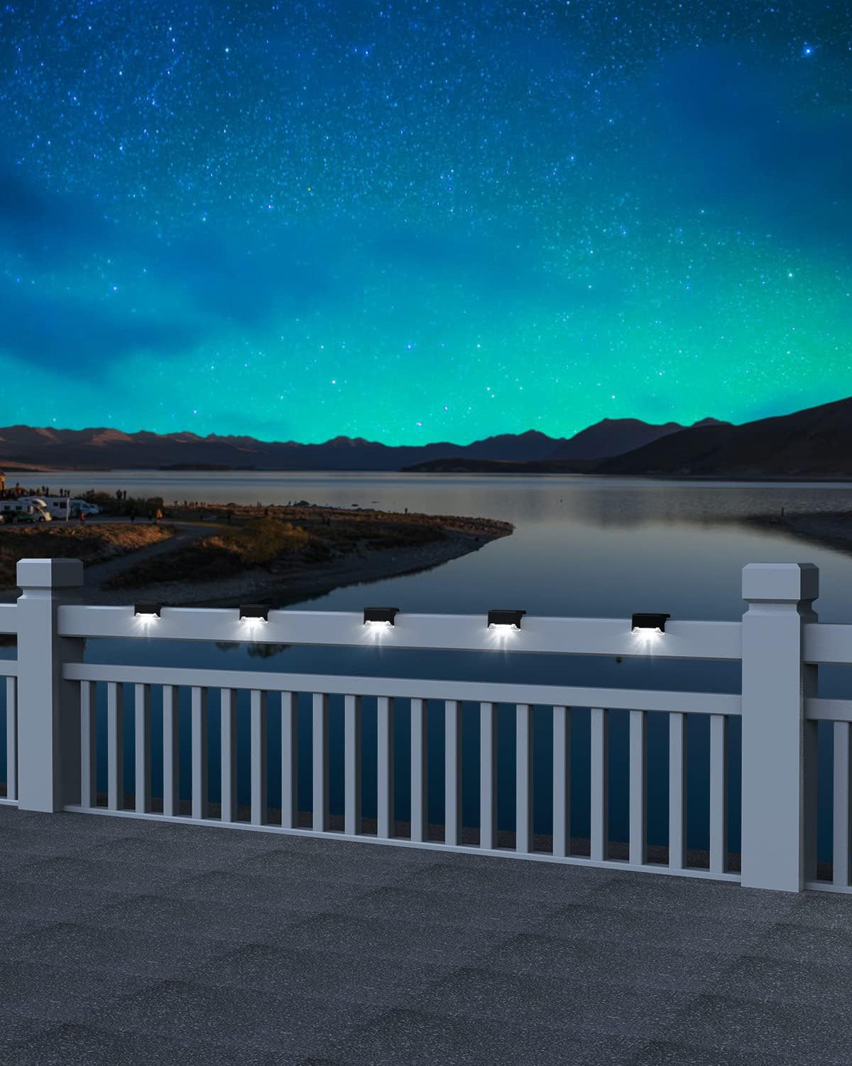 pearlstar Solar Deck Lights, 16 Pack Waterproof LED Stair Lights, Black (White Light), Model: 766b1718, for Outdoor Use