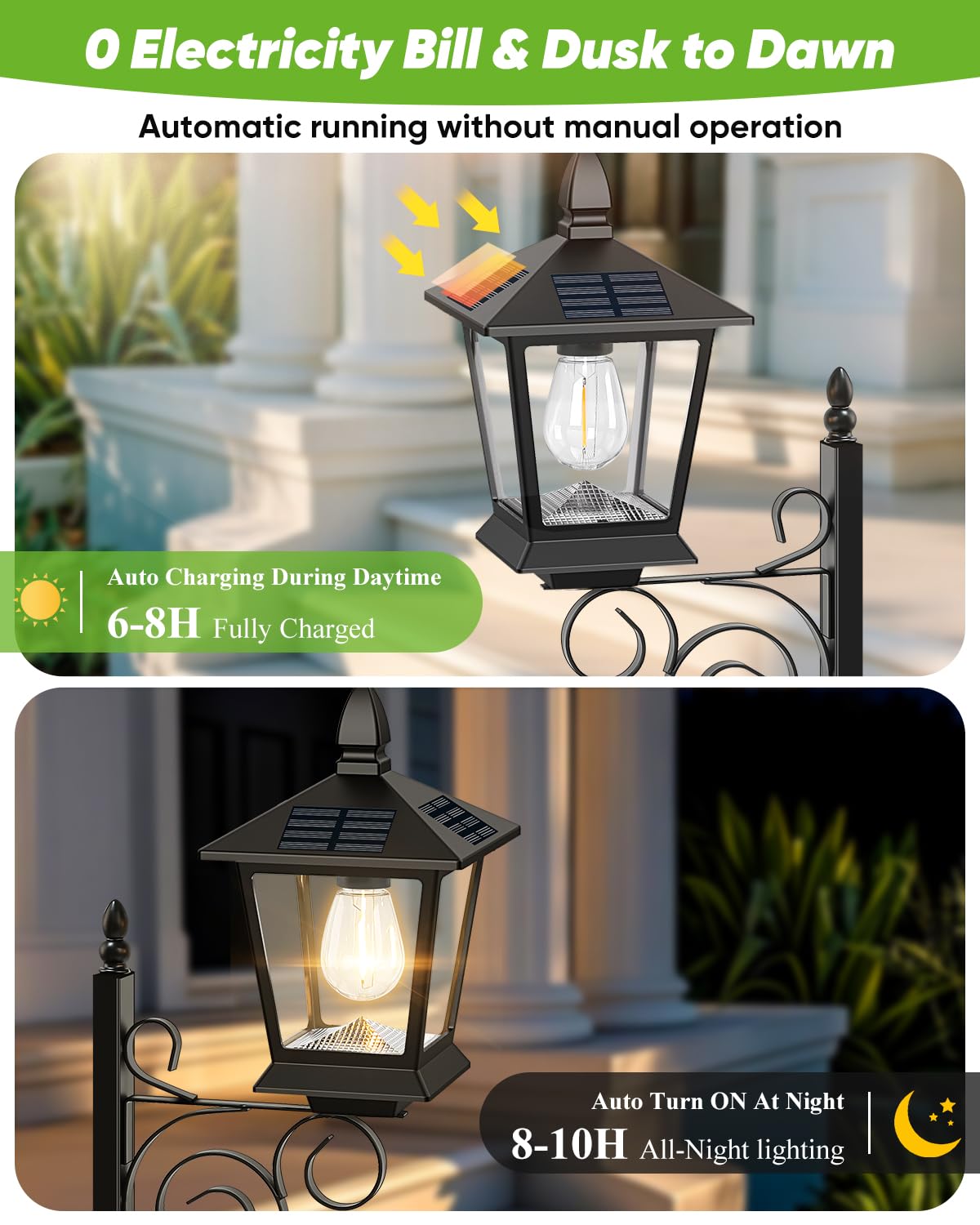 Outdoor Flower Pot 2 In 1, Solar Lamp Post With Planter, Wall Mount/Standing Solar Planter Lights Ip65 Waterproof, Decorative La