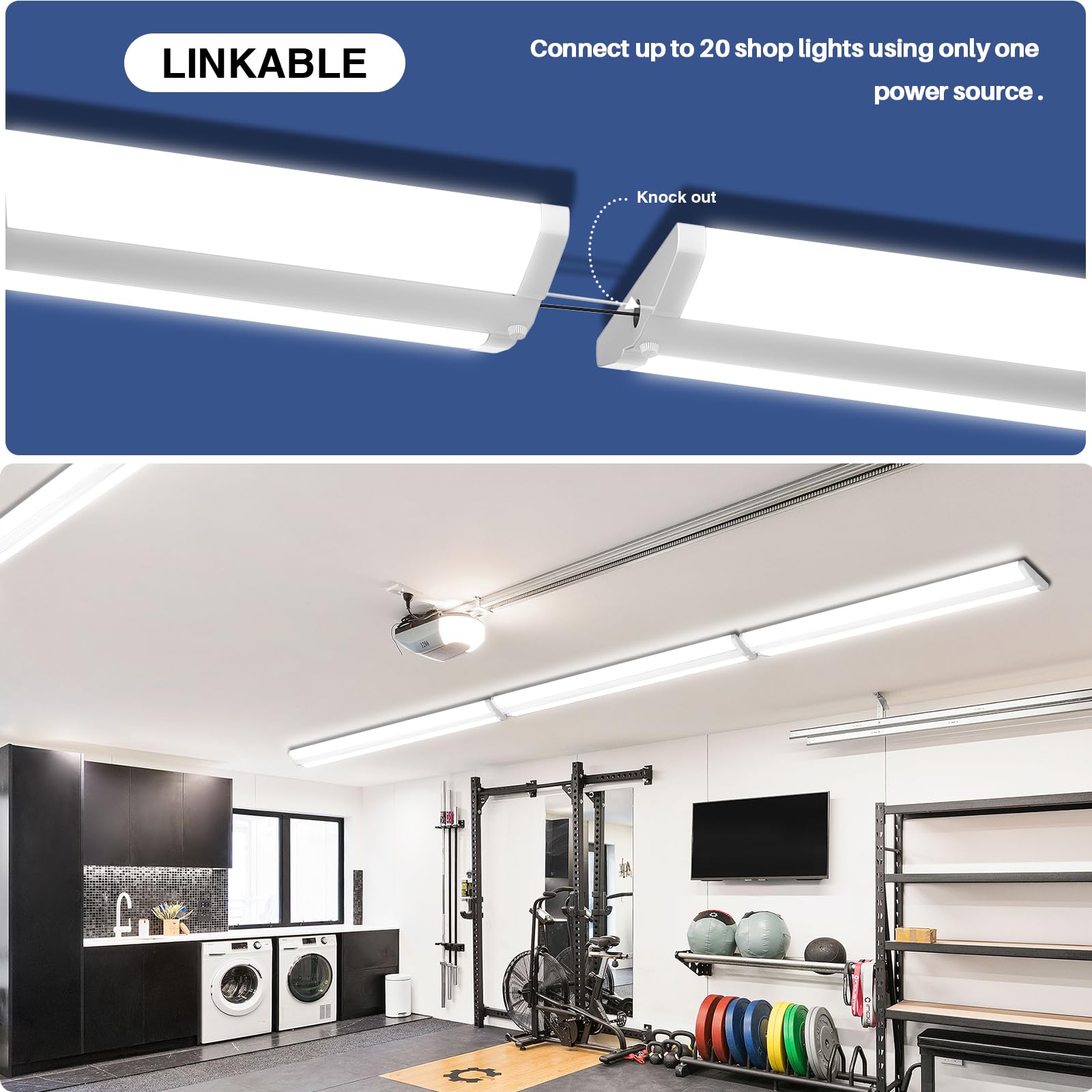 Antlux Ultra Slim 4Ft Led Wraparound Light, 50W 4 Foot Shop Lights For Garage, No Glare, 5600Lm, 4000K, Compact Flush Mount Ceil