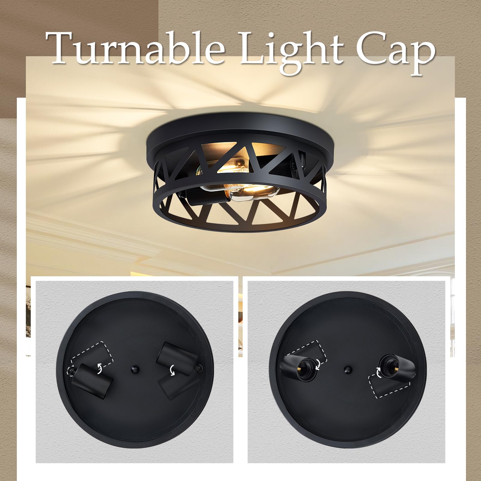 Dpxekq Black Flush Mount Ceiling Light Fixture,2-Light Hallway Light Fixtures Ceiling,Light Fixtures Ceiling Mount For Hall,Kitchen,Farmhouse (2 Pack)